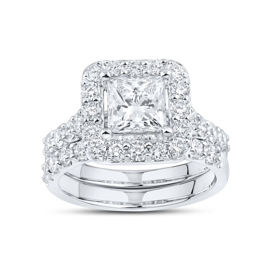 14KT WHITE GOLD 3 CTW LAB DIAMOND BRIDAL SET