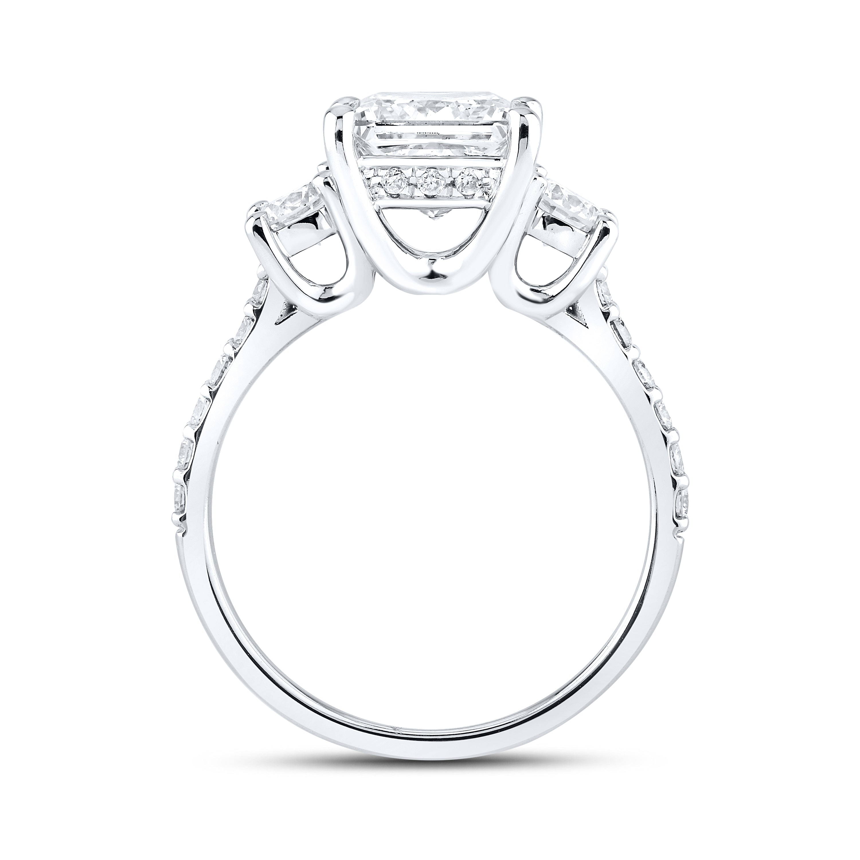 14KT WHITE GOLD 3 CTW PRINCESS AND ROUND SHAPE LAB DIAMOND BRIDAL SET