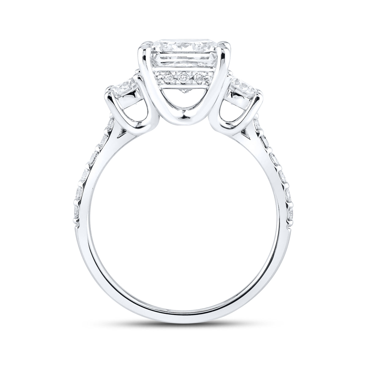 14KT WHITE GOLD 3 CTW PRINCESS AND ROUND SHAPE LAB DIAMOND BRIDAL SET