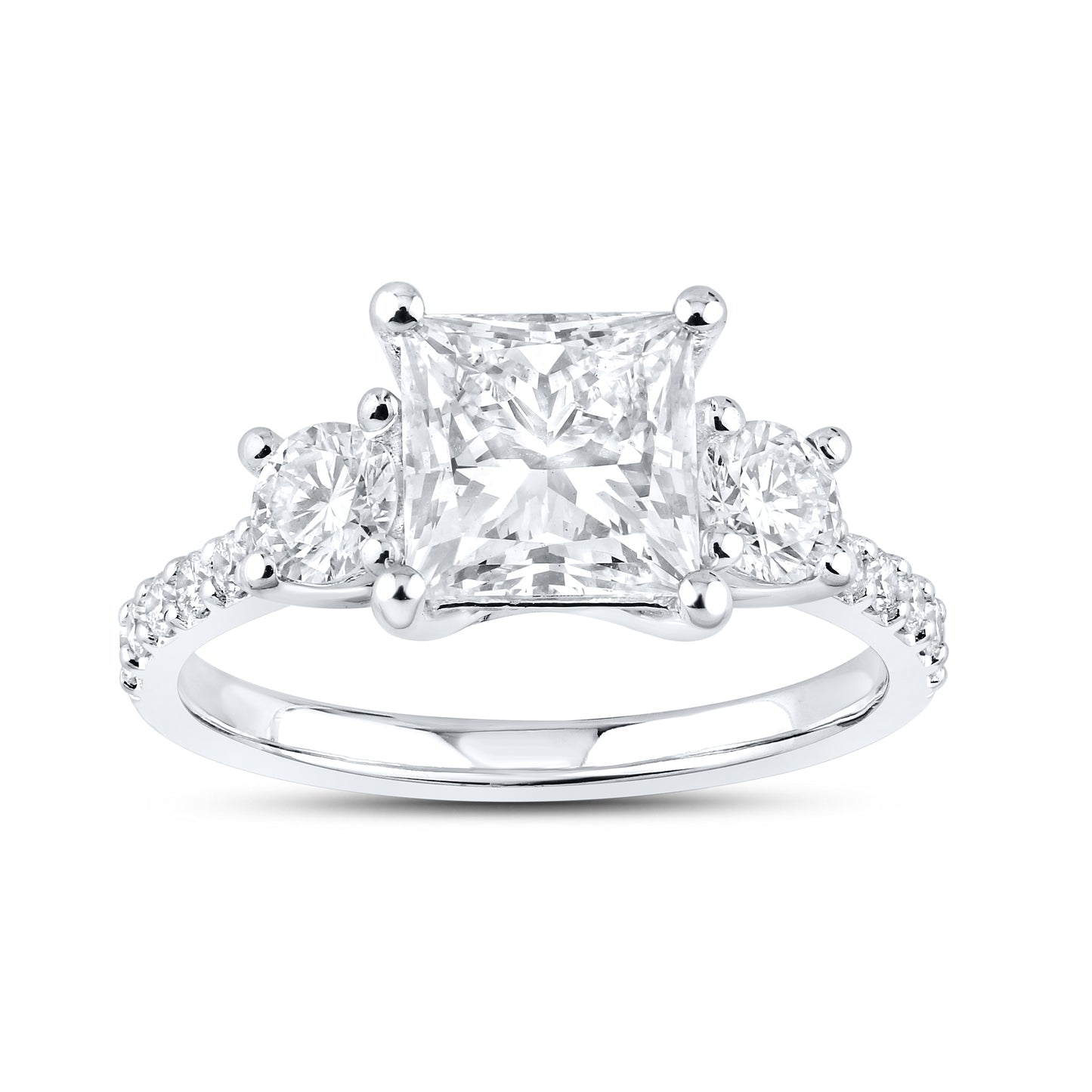14KT WHITE GOLD 3 CTW PRINCESS AND ROUND SHAPE LAB DIAMOND BRIDAL SET