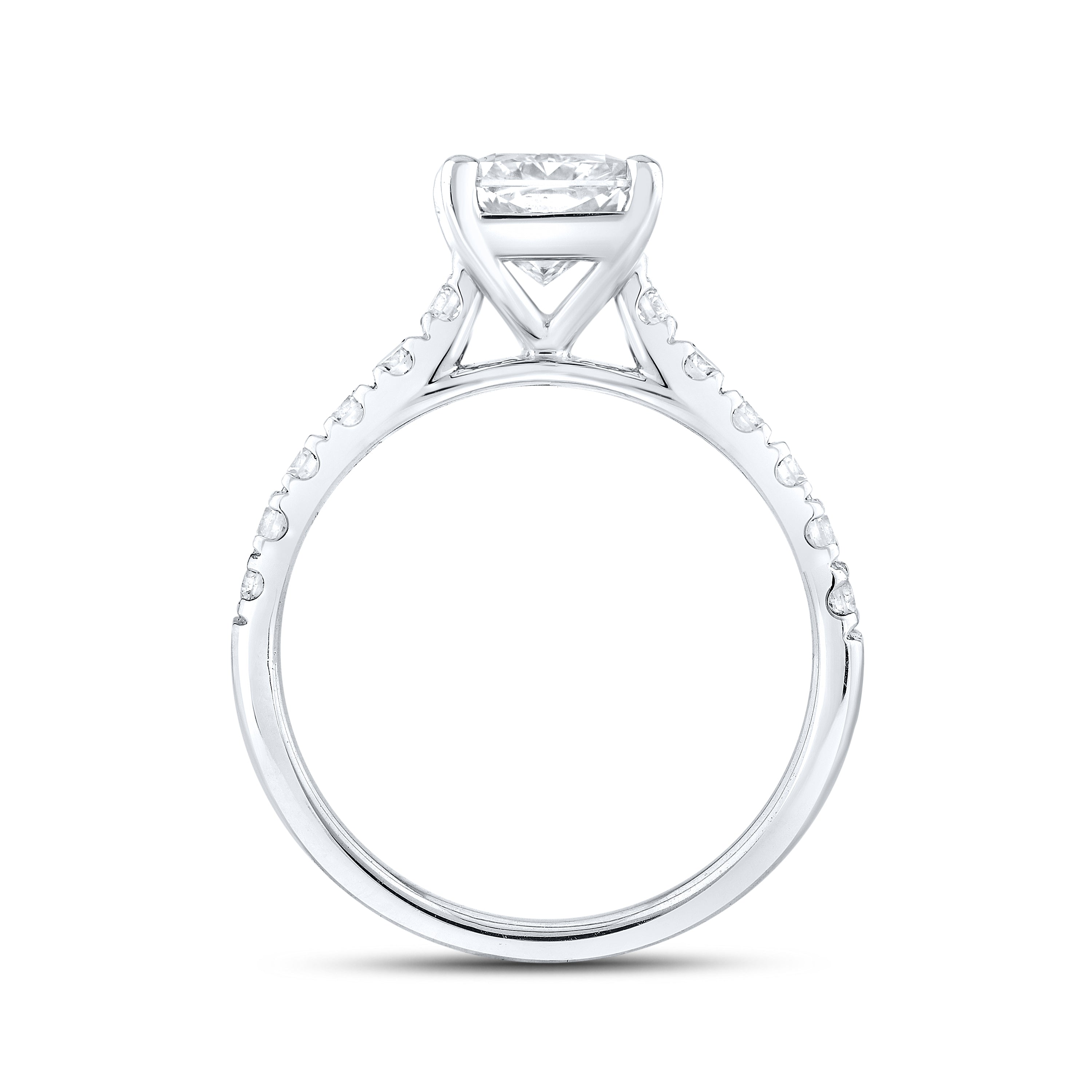 14kt White Gold 3 CTW  Radiant  Shape  Lab Diamond Bridal Ring Set