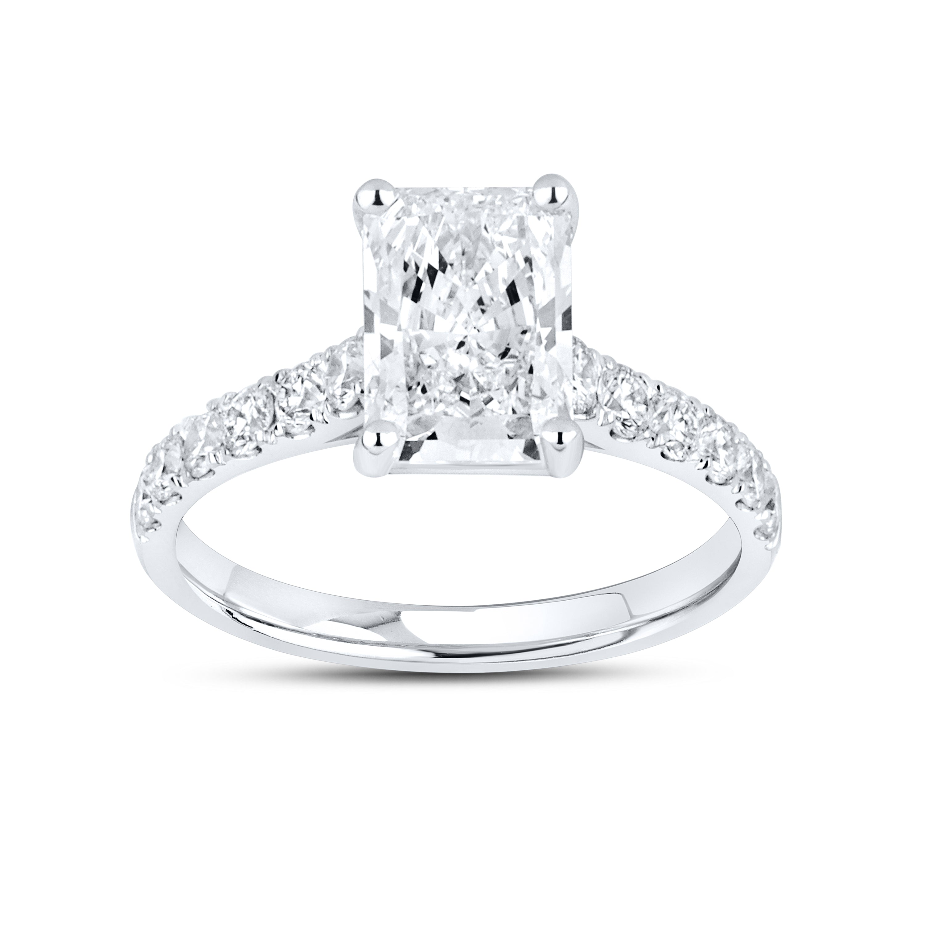 14kt White Gold 3 CTW  Radiant  Shape  Lab Diamond Bridal Ring Set