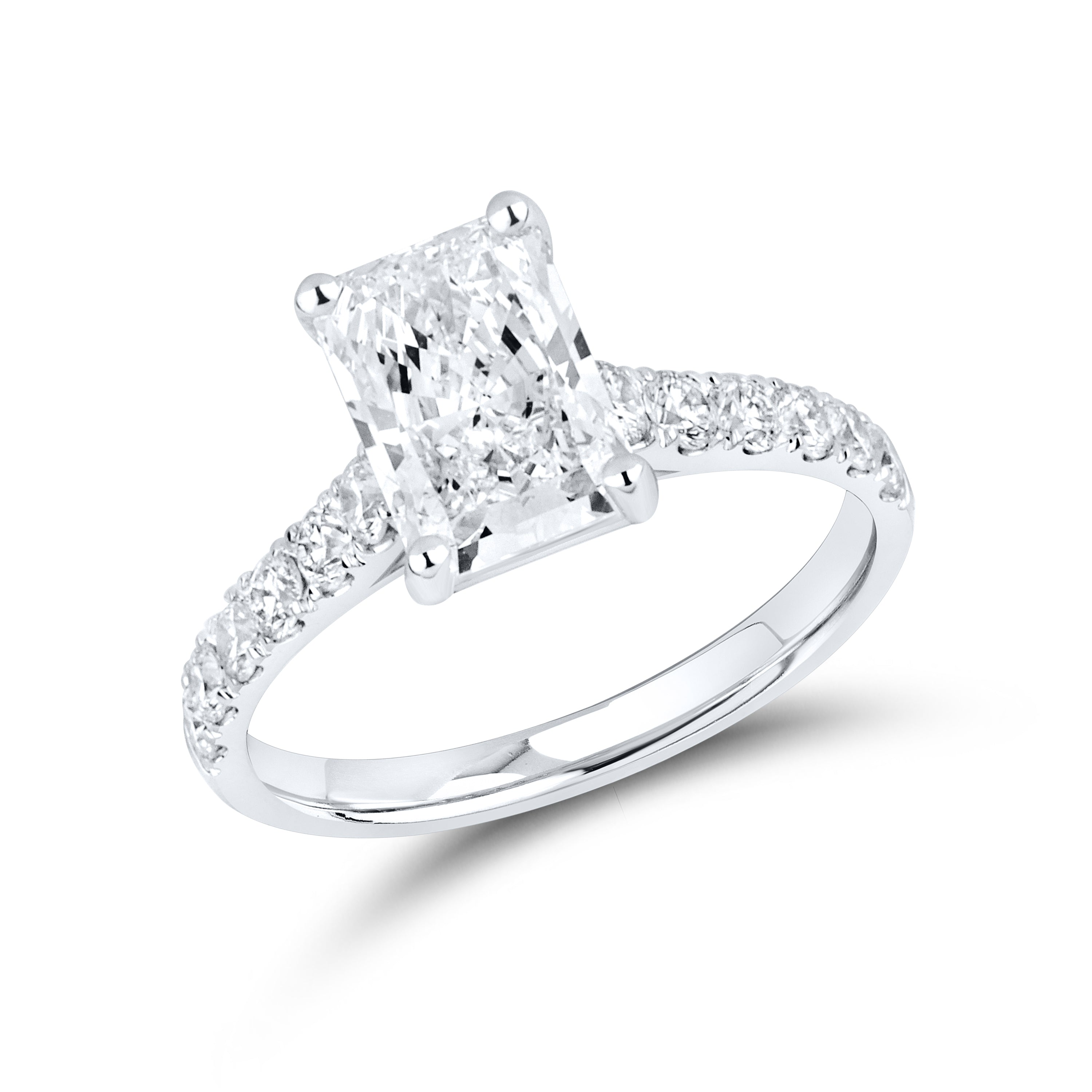 14kt White Gold 3 CTW  Radiant  Shape  Lab Diamond Bridal Ring Set