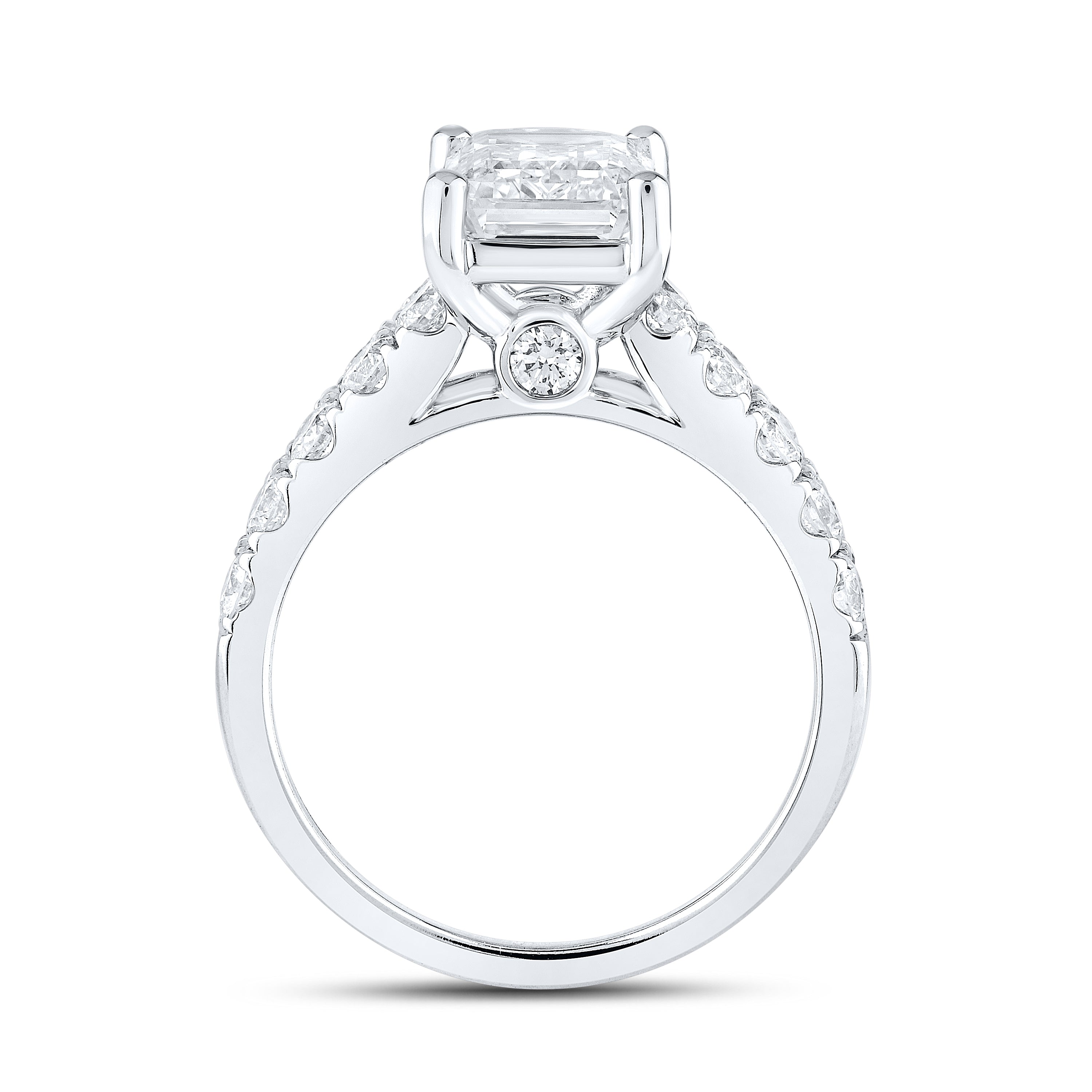 14KT WHITE GOLD 5.02 CTW LAB DIAMOND EMERALD SHAPE BRIDAL SET