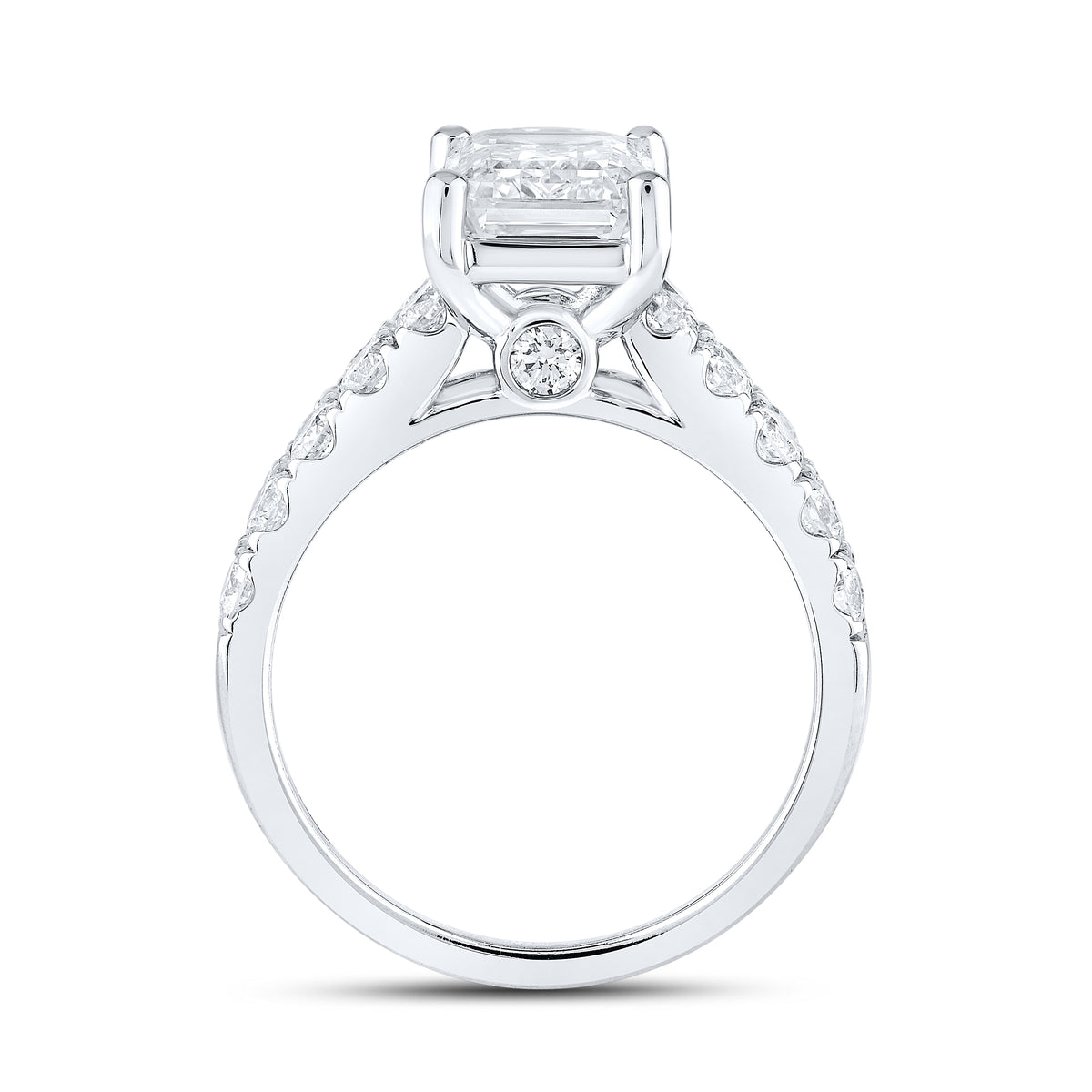 14KT WHITE GOLD 5.02 CTW LAB DIAMOND EMERALD SHAPE BRIDAL SET
