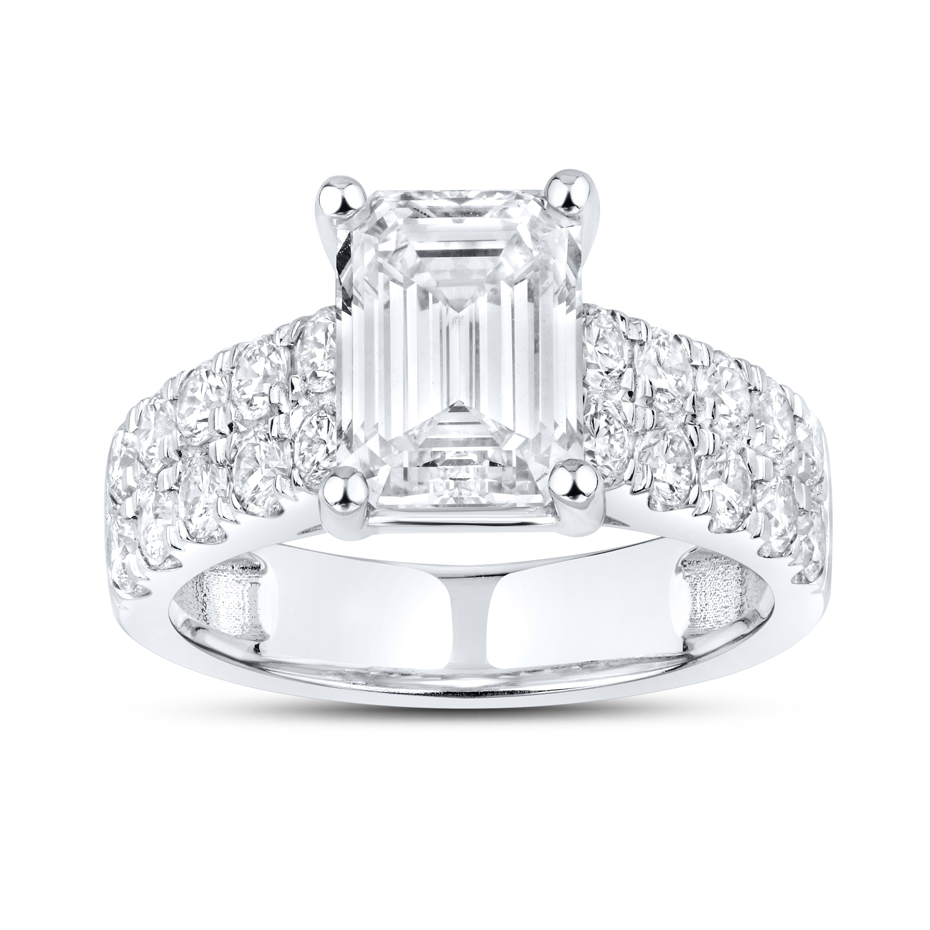 14KT WHITE GOLD 5.02 CTW LAB DIAMOND EMERALD SHAPE BRIDAL SET