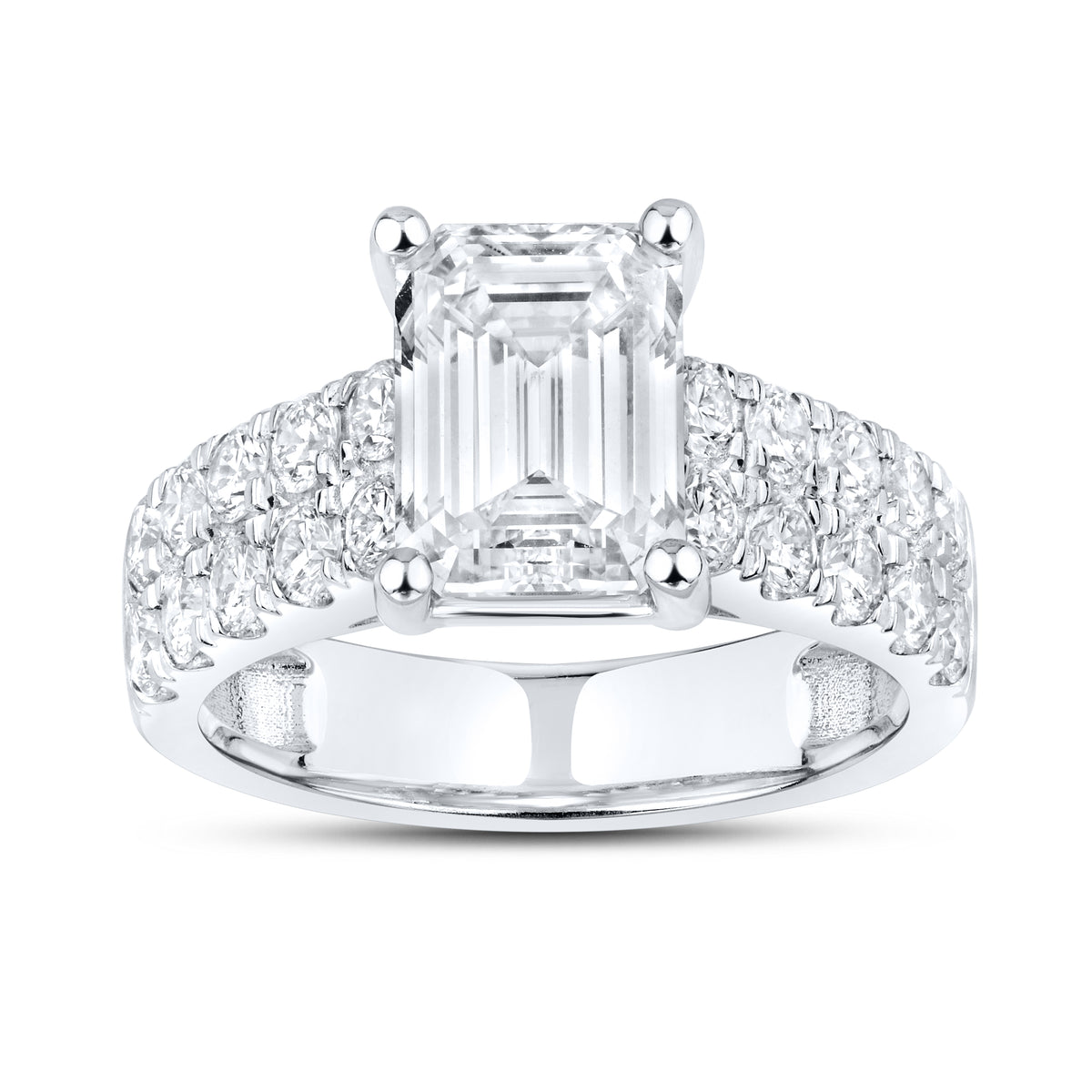 14KT WHITE GOLD 5.02 CTW LAB DIAMOND EMERALD SHAPE BRIDAL SET