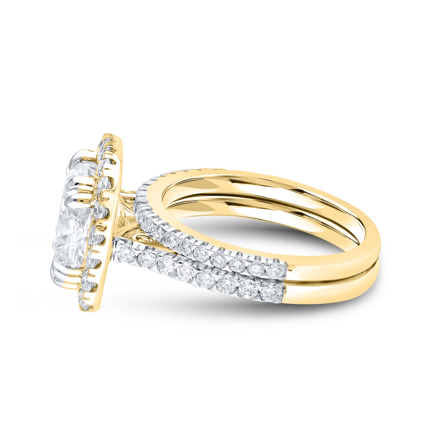 14KT YELLOW GOLD 5 CTW LAB DIAMOND BRIDAL SET