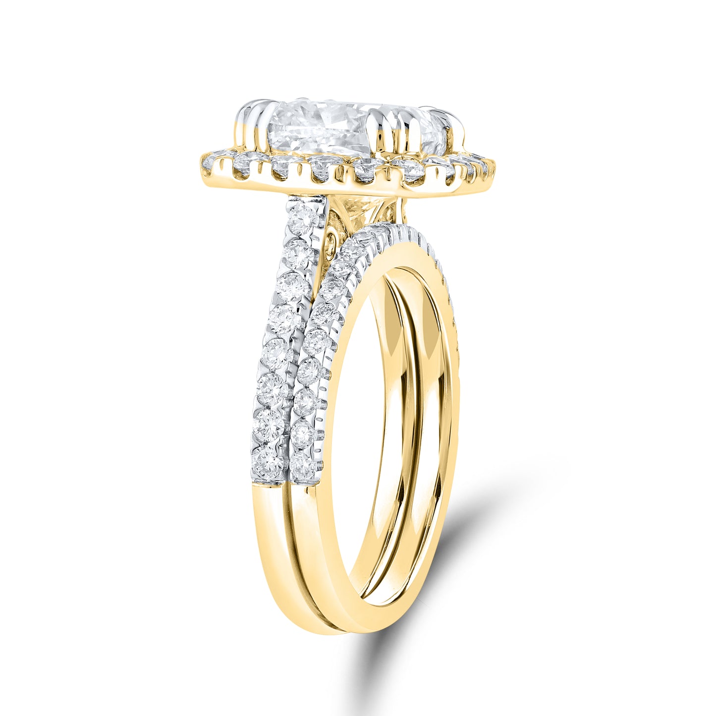 14KT YELLOW GOLD 5 CTW LAB DIAMOND BRIDAL SET