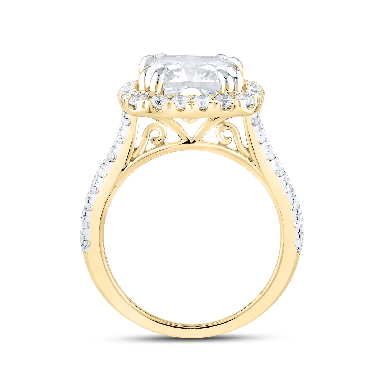 14KT YELLOW GOLD 5 CTW LAB DIAMOND BRIDAL SET