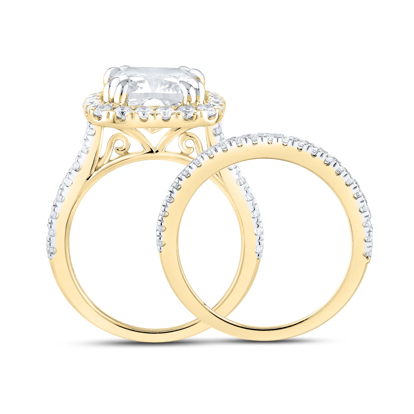 14KT YELLOW GOLD 5 CTW LAB DIAMOND BRIDAL SET