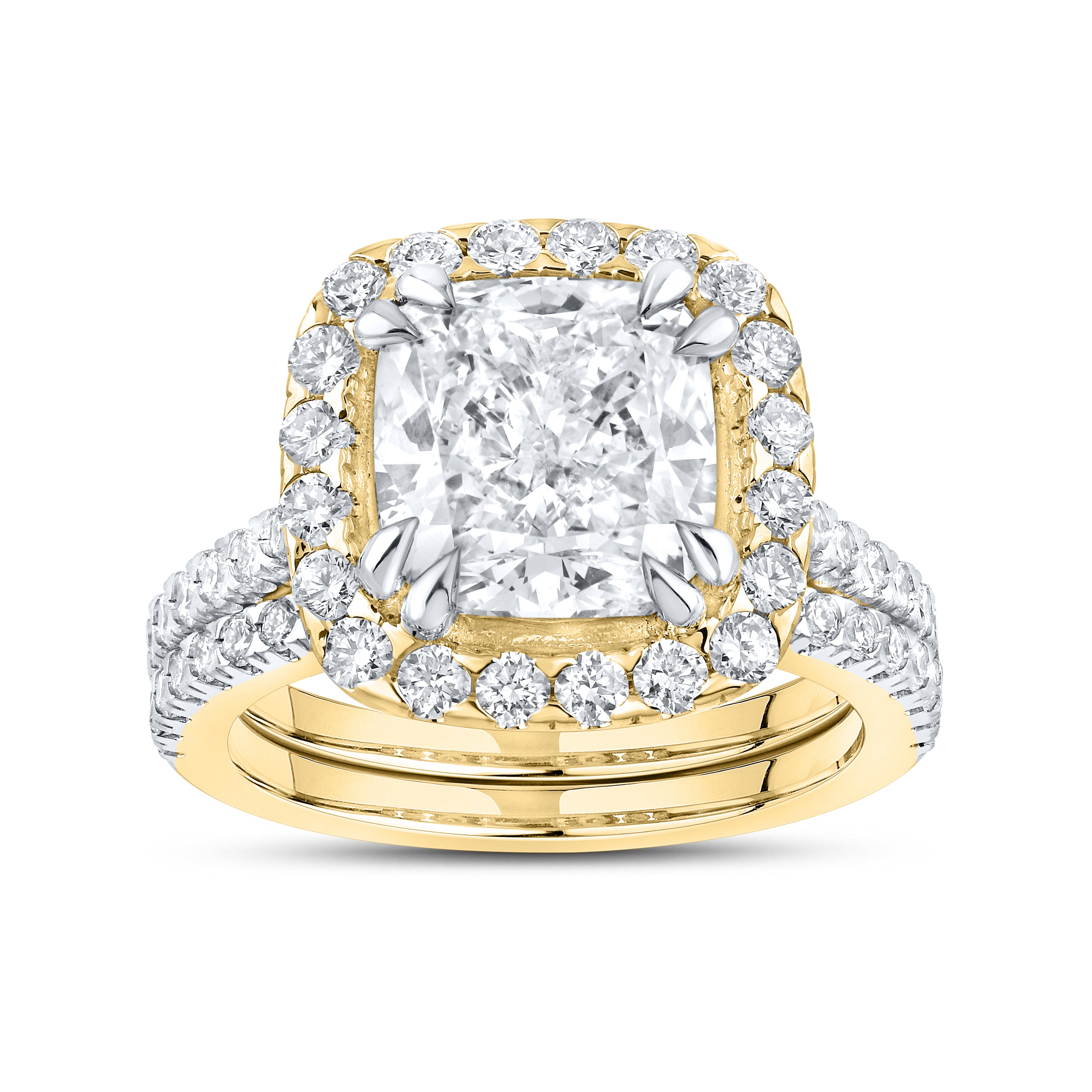 14KT YELLOW GOLD 5 CTW LAB DIAMOND BRIDAL SET