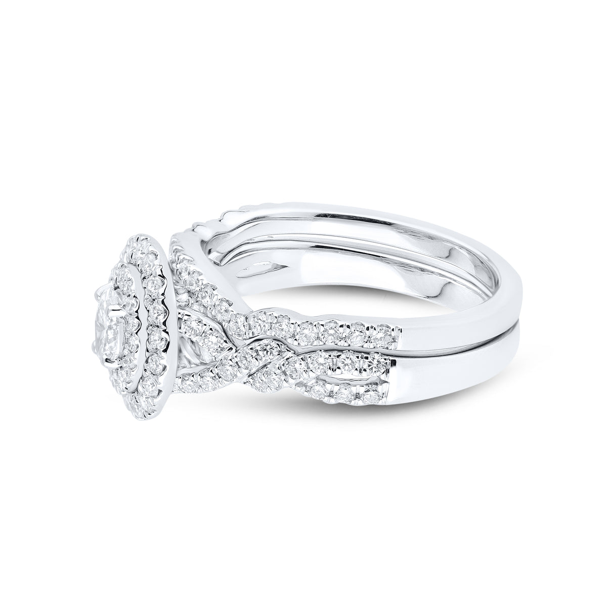 10kt White Gold 1.02 CTW Lab Diamond Bridal Ring Set