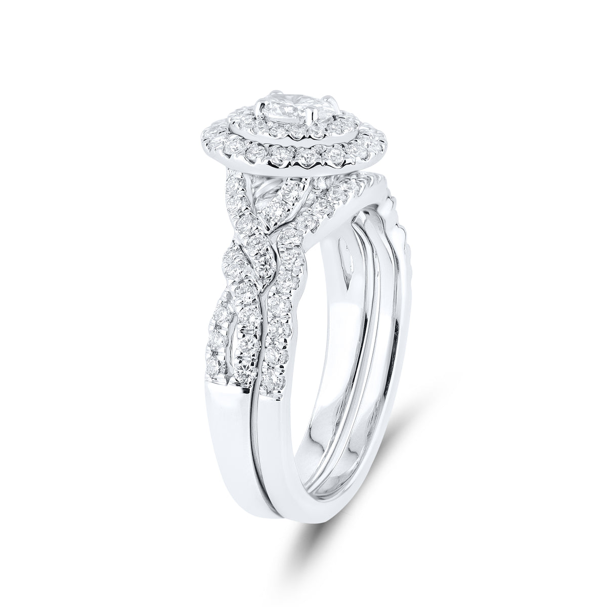 10kt White Gold 1.02 CTW Lab Diamond Bridal Ring Set