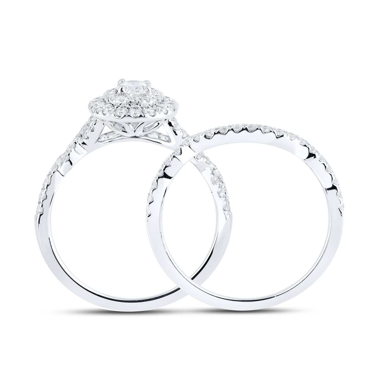 10kt White Gold 1.02 CTW Lab Diamond Bridal Ring Set
