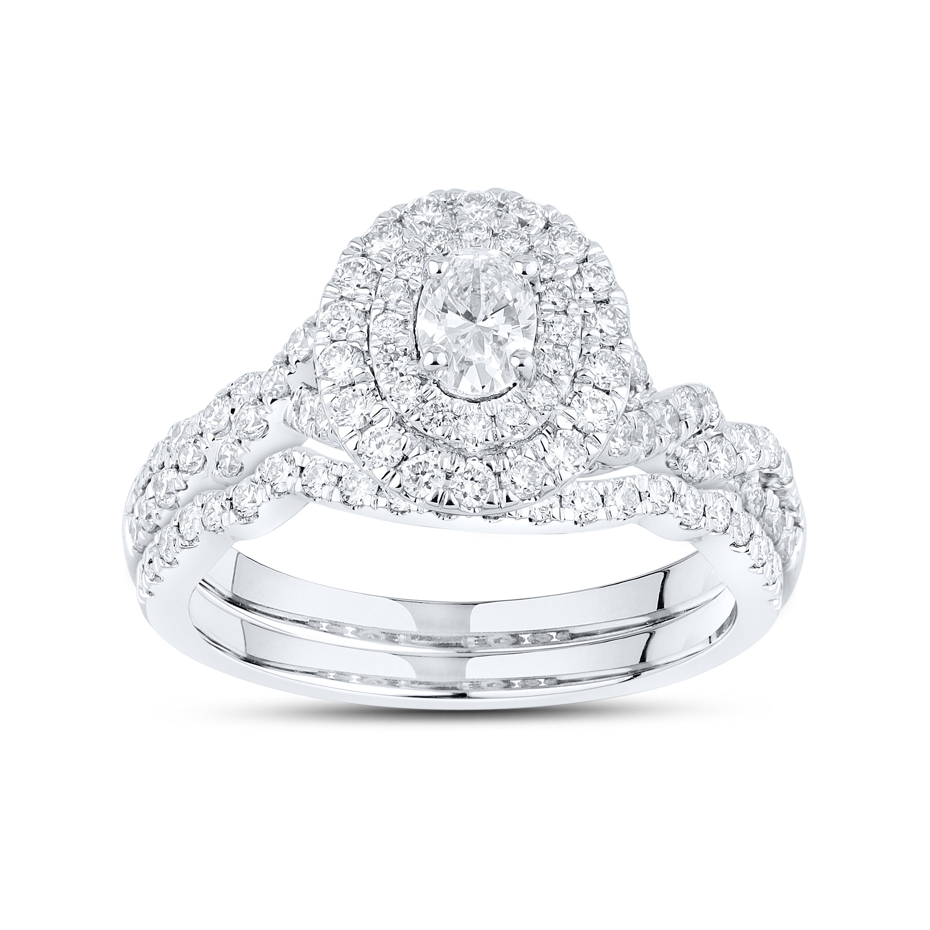 10kt White Gold 1.02 CTW Lab Diamond Bridal Ring Set