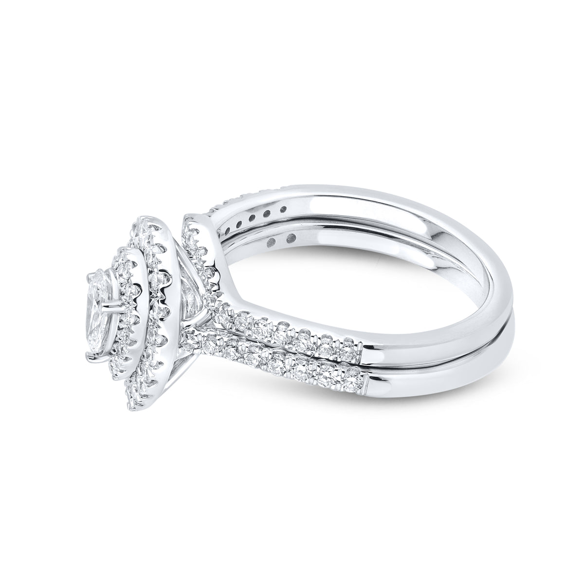10kt White Gold 0.97 CTW Lab Diamond Bridal Ring Set