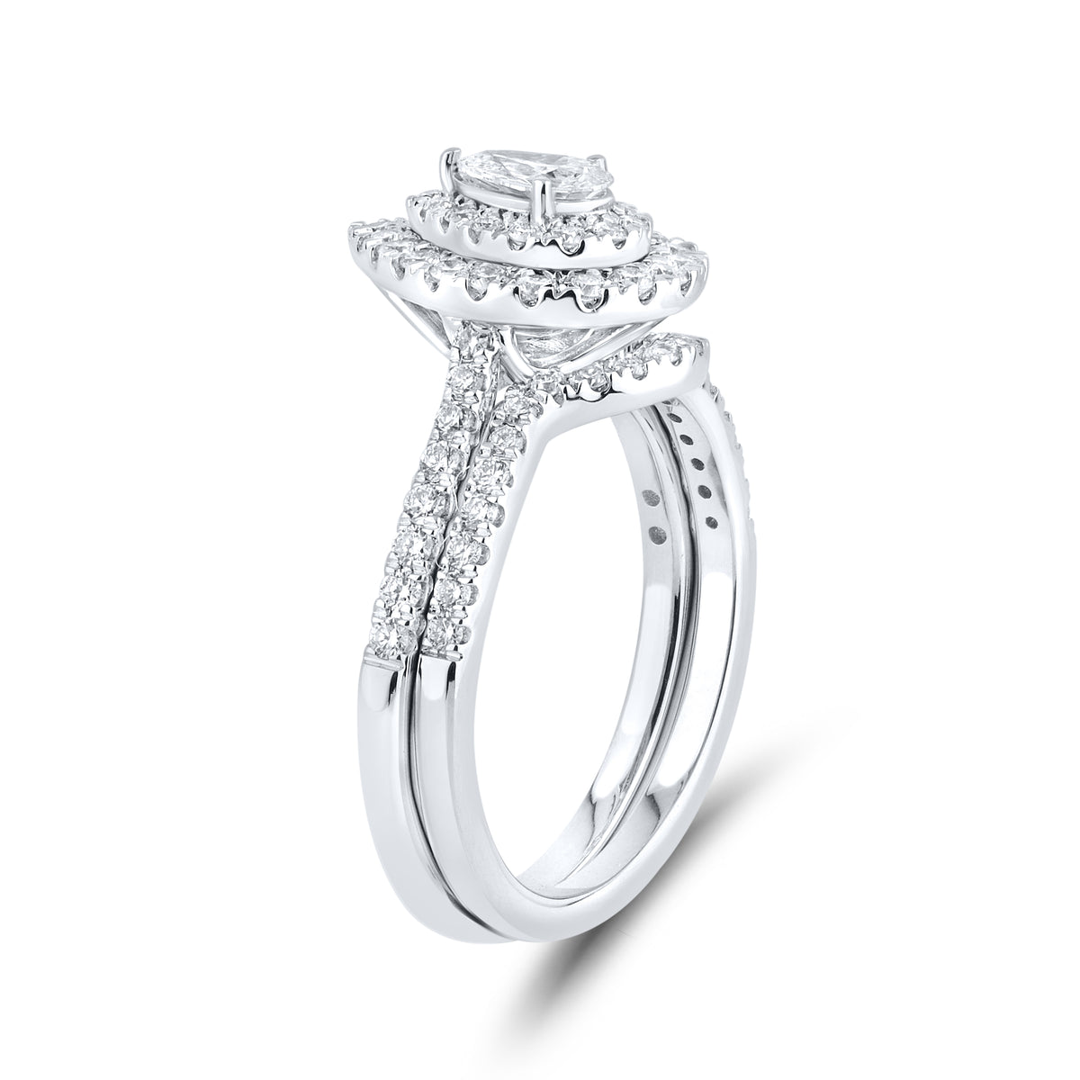 10kt White Gold 0.97 CTW Lab Diamond Bridal Ring Set