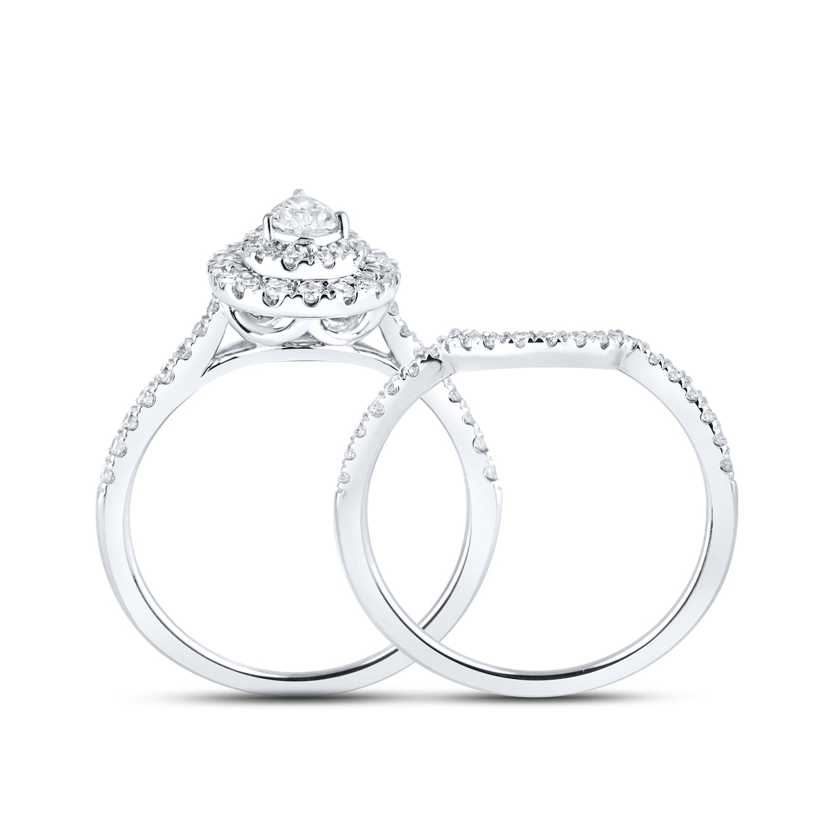 10kt White Gold 0.97 CTW Lab Diamond Bridal Ring Set