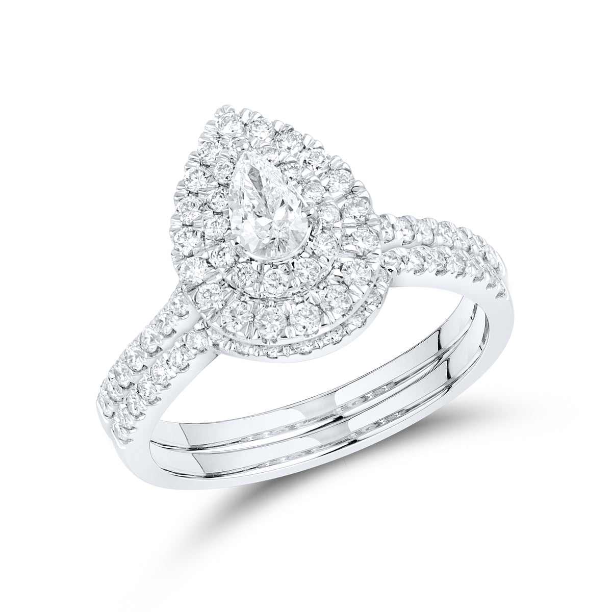 10kt White Gold 0.97 CTW Lab Diamond Bridal Ring Set
