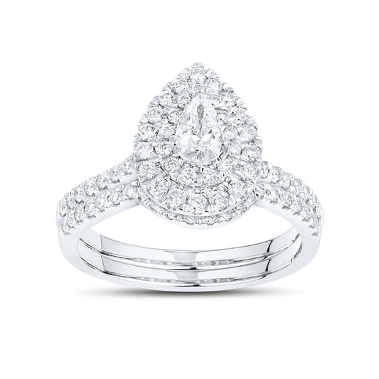 10kt White Gold 0.97 CTW Lab Diamond Bridal Ring Set