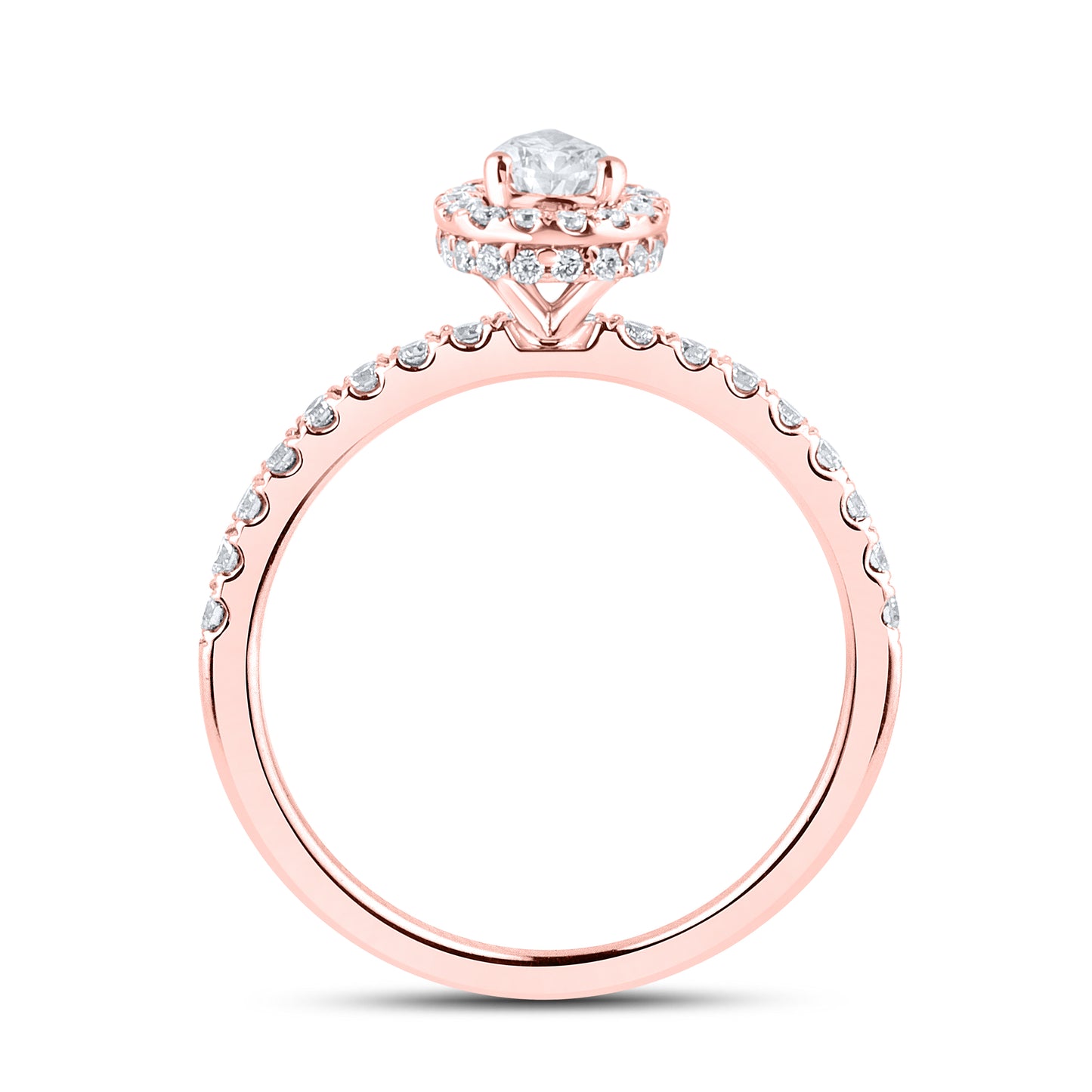 14KT ROSE GOLD 1 CTW PEAR SHAPE LAB DIAMOND BRIDAL RING SET