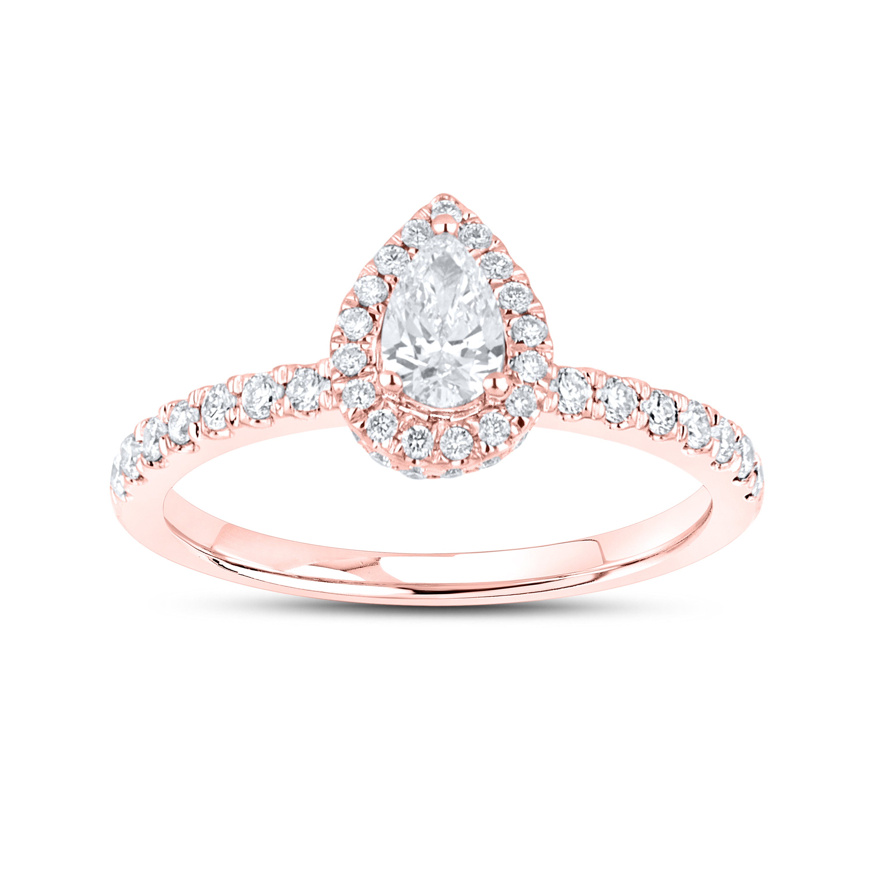 14KT ROSE GOLD 1 CTW PEAR SHAPE LAB DIAMOND BRIDAL RING SET