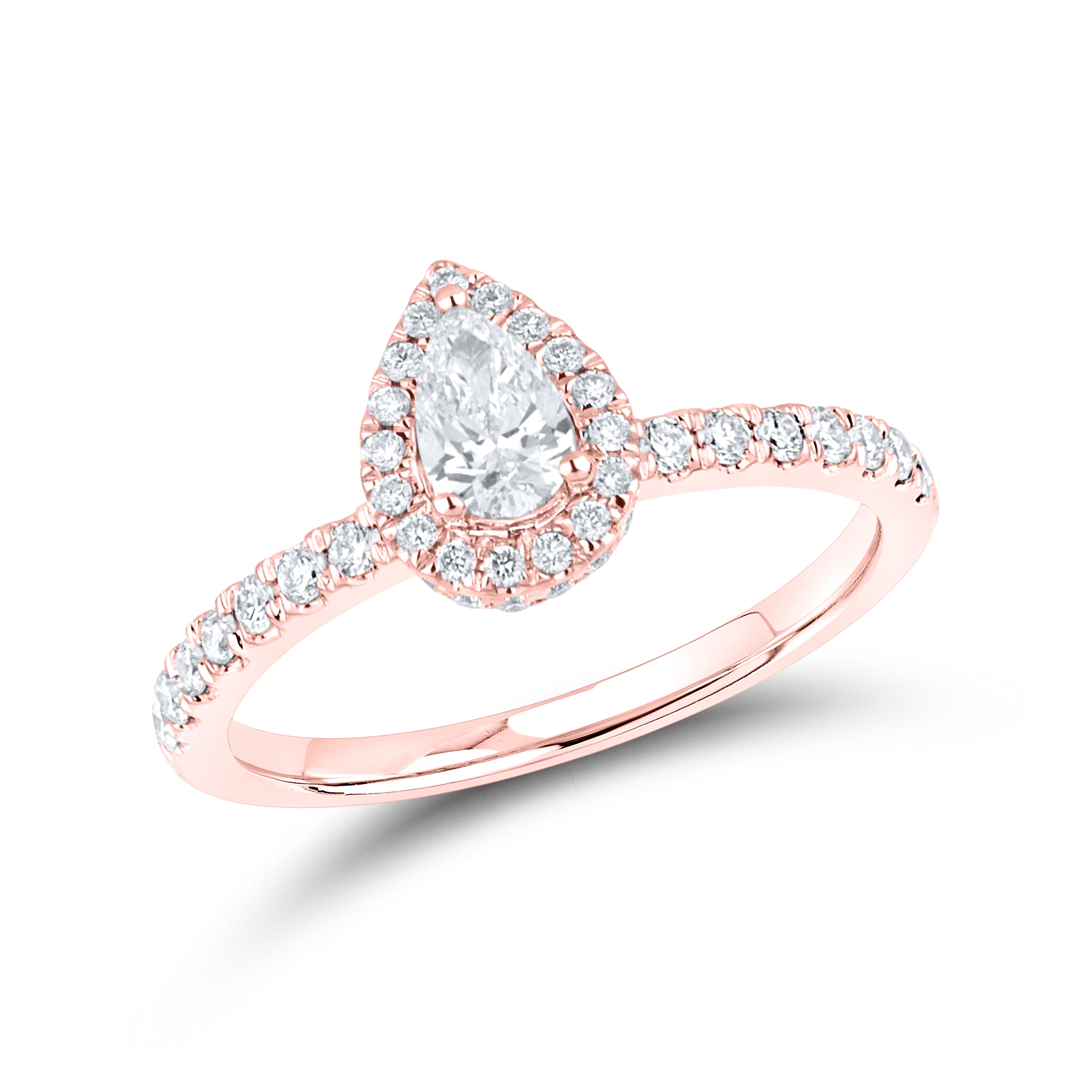 14KT ROSE GOLD 1 CTW PEAR SHAPE LAB DIAMOND BRIDAL RING SET