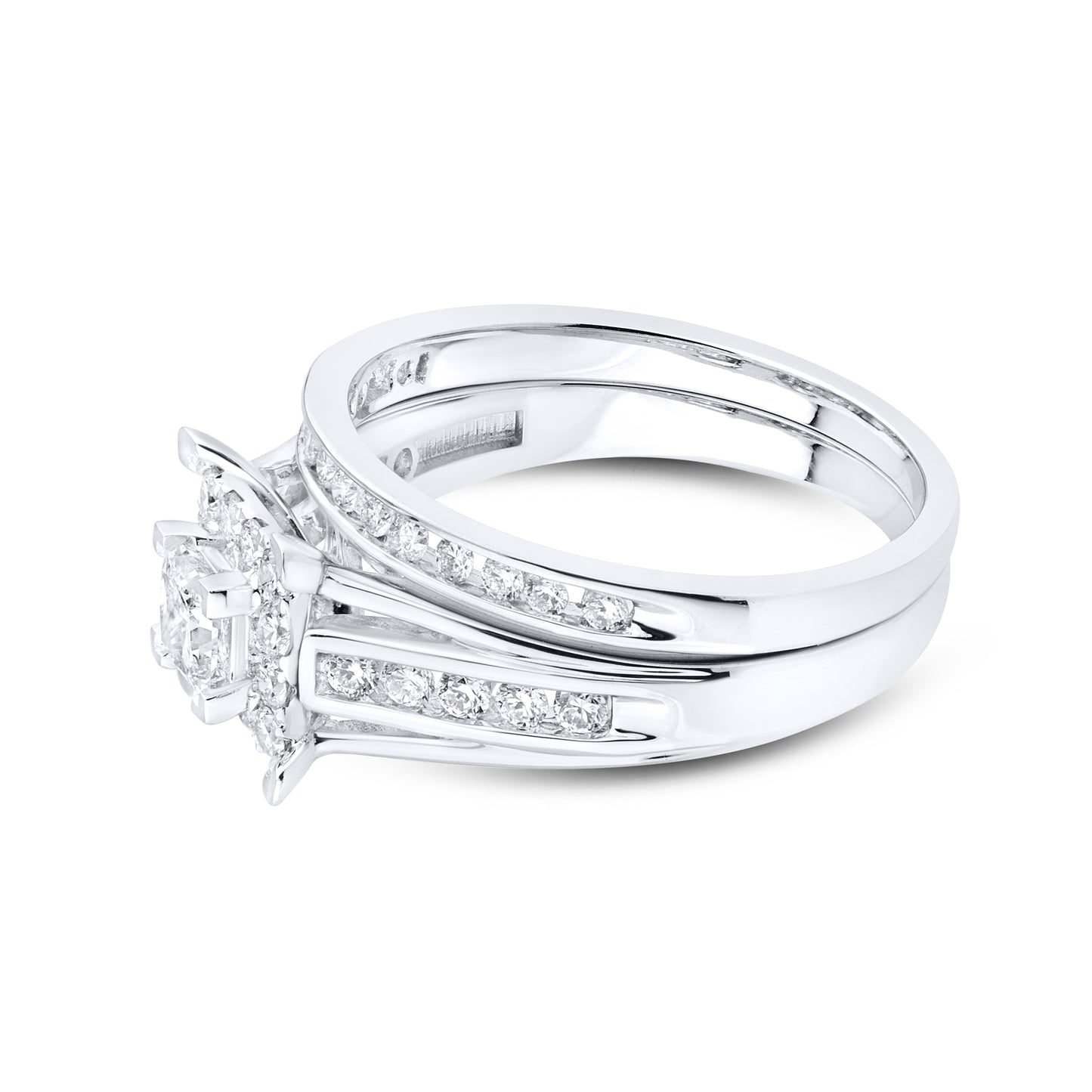 14kt White Gold 0.90 CTW  Lab Diamond Bridal Ring Set