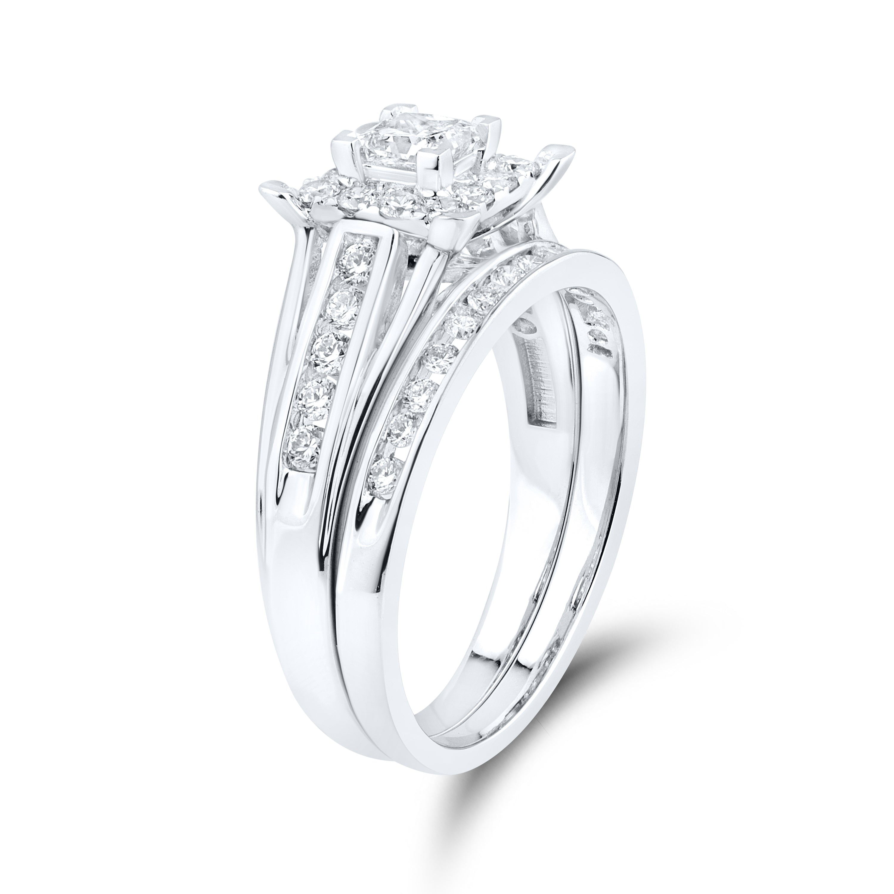 14kt White Gold 0.90 CTW  Lab Diamond Bridal Ring Set
