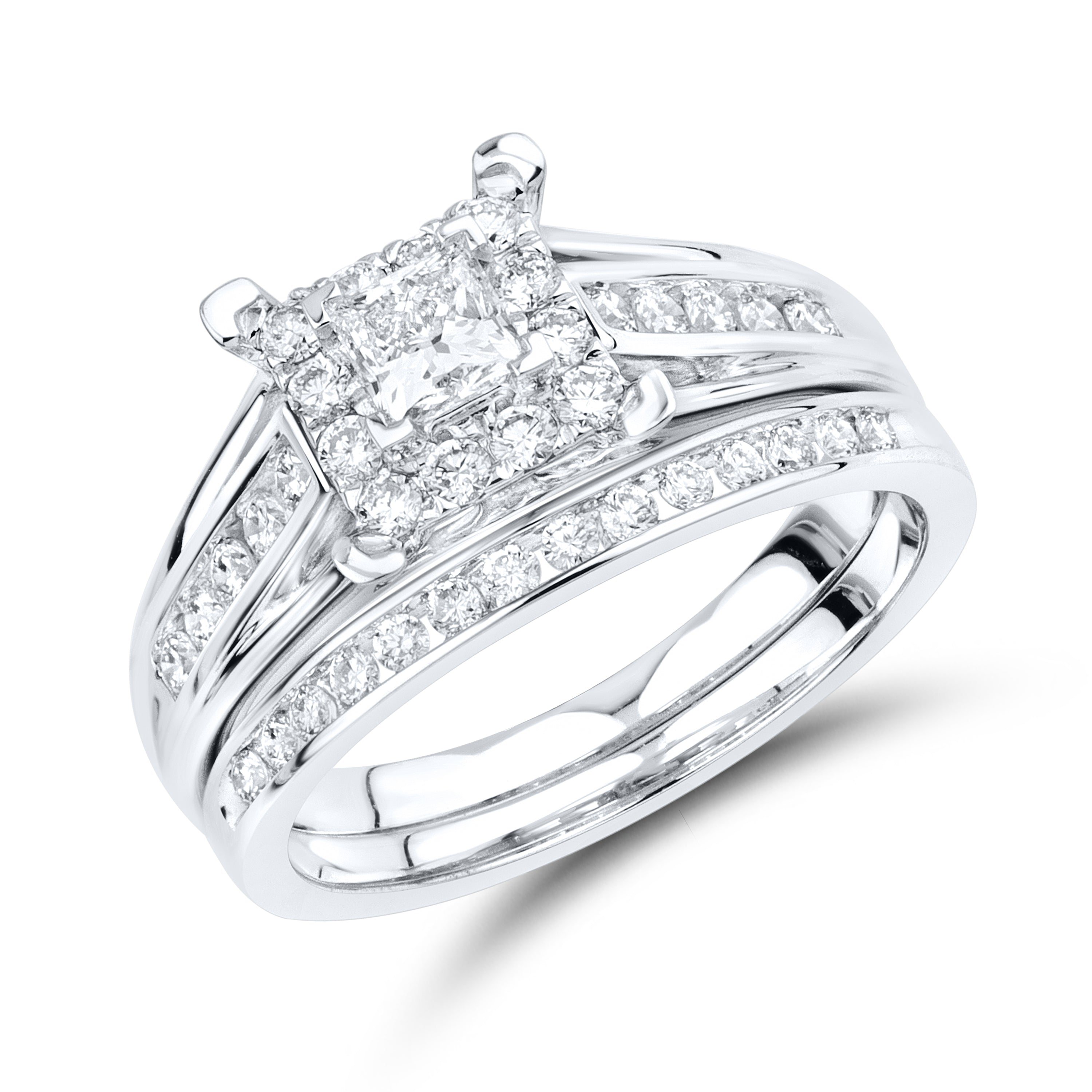 14kt White Gold 0.90 CTW  Lab Diamond Bridal Ring Set