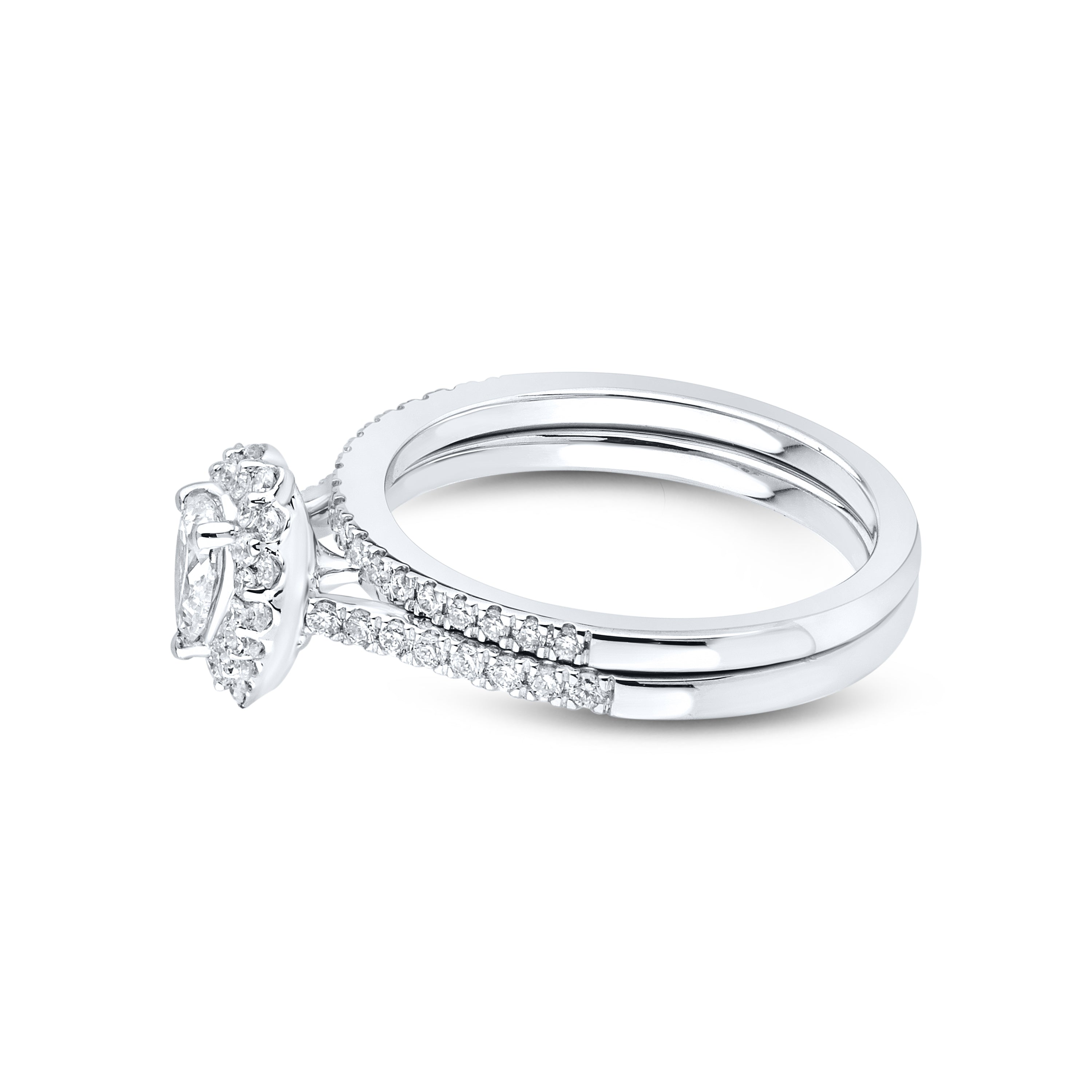 14kt White Gold 0.83 CTW Lab Diamond Pear Shape Engagement Ring Set