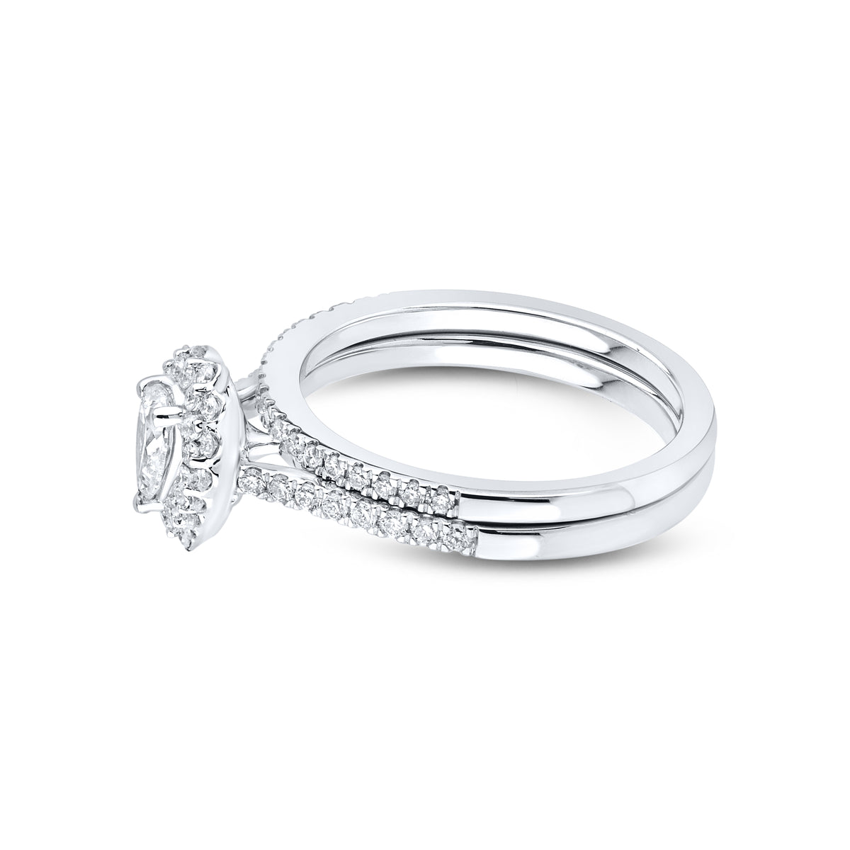 10KT WHITE GOLD 0.80 CTW LAB DIAMOND BRIDAL SET