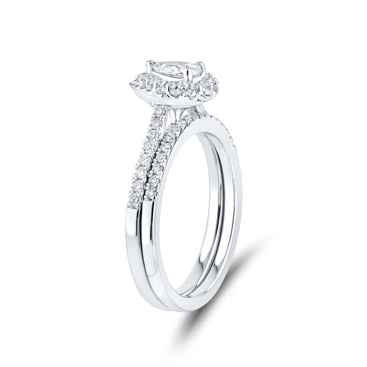10KT WHITE GOLD 0.80 CTW LAB DIAMOND BRIDAL SET