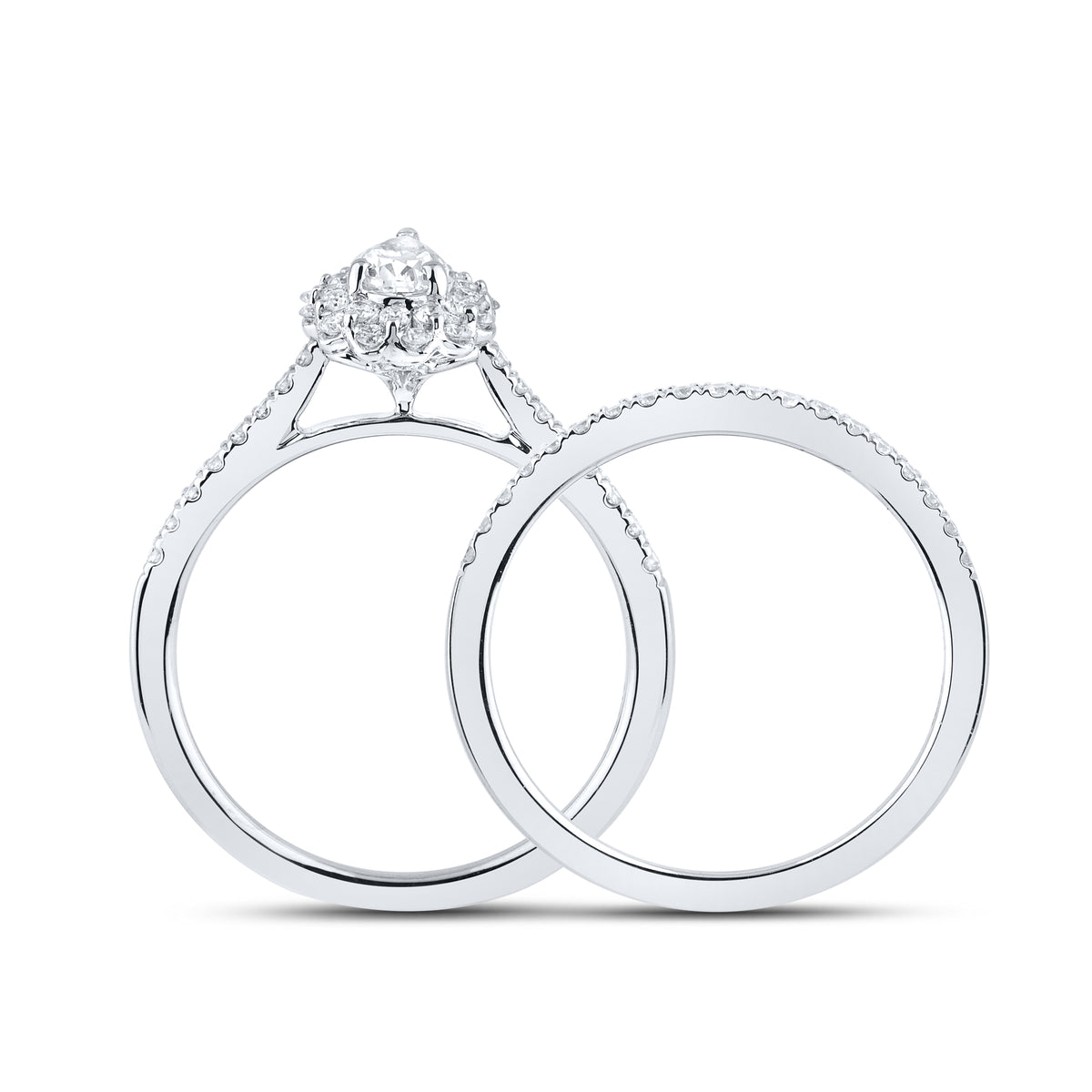 10KT WHITE GOLD 0.80 CTW LAB DIAMOND BRIDAL SET