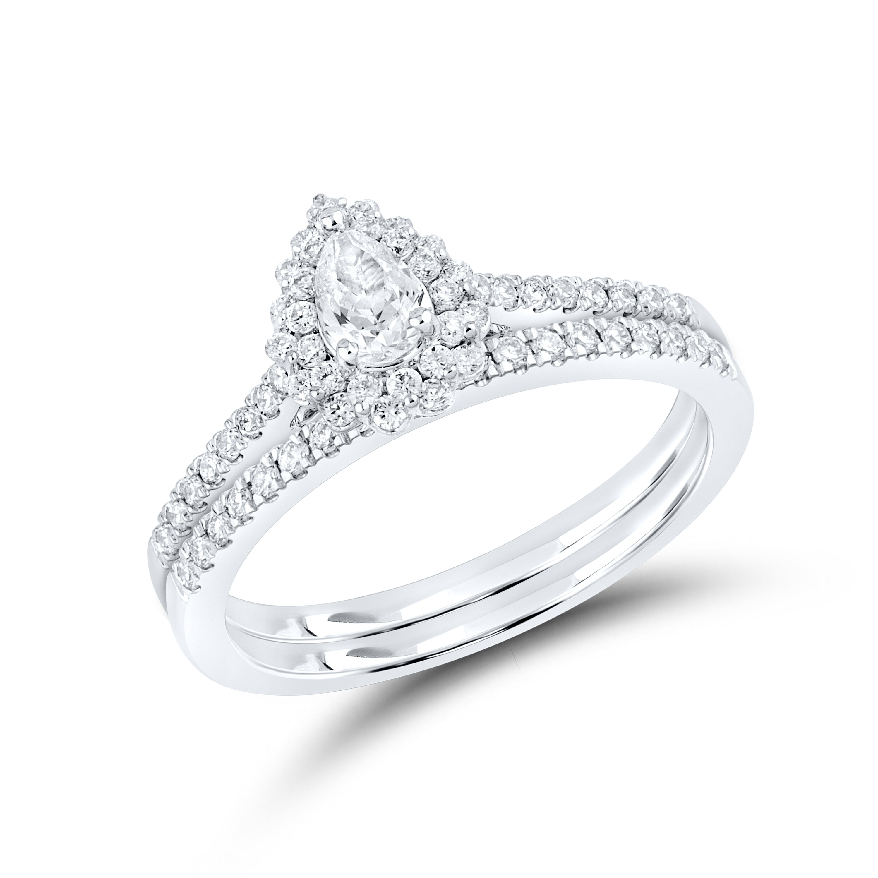 10KT WHITE GOLD 0.80 CTW LAB DIAMOND BRIDAL SET
