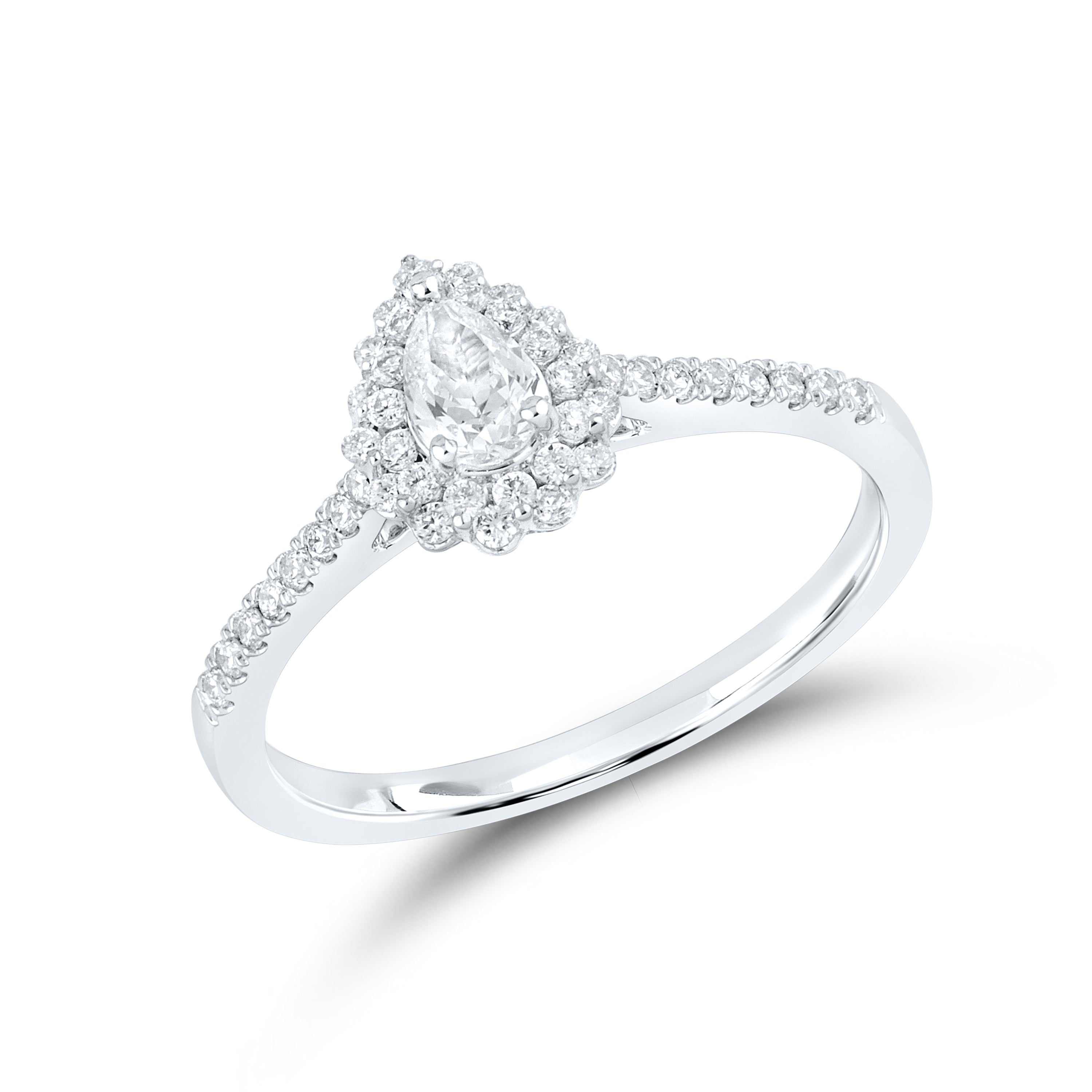 14kt White Gold 0.83 CTW Lab Diamond Pear Shape Engagement Ring Set