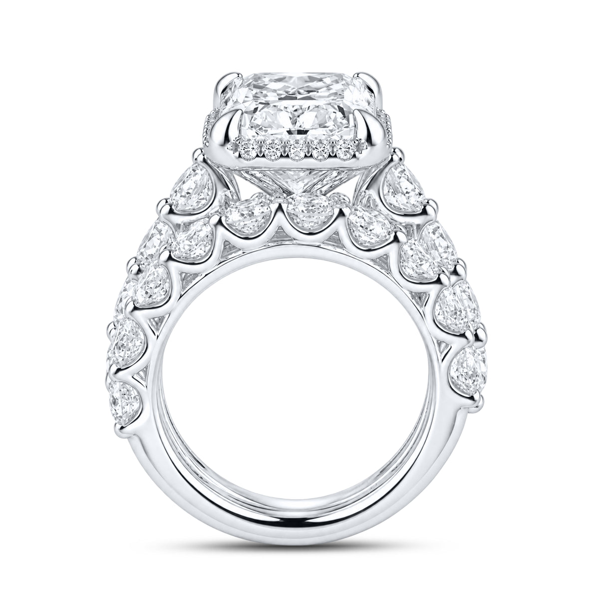 14kt White Gold 10.05 CTW   Radiant cut Lab Diamond Bridal Ring Set