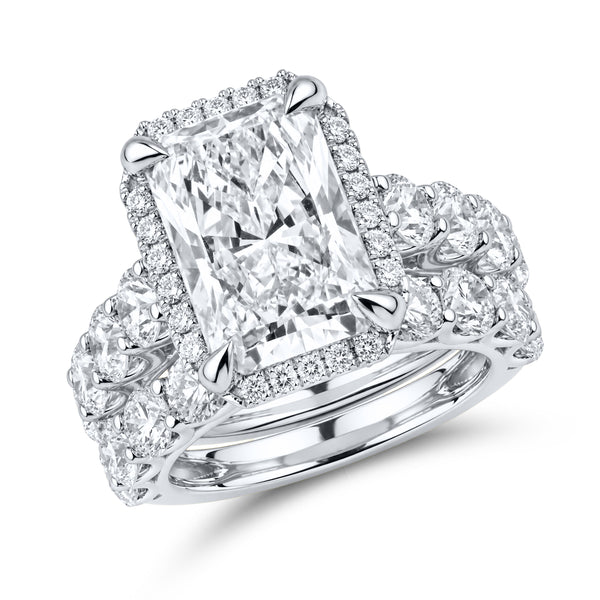 14kt White Gold 10.05 CTW   Radiant cut Lab Diamond Bridal Ring Set