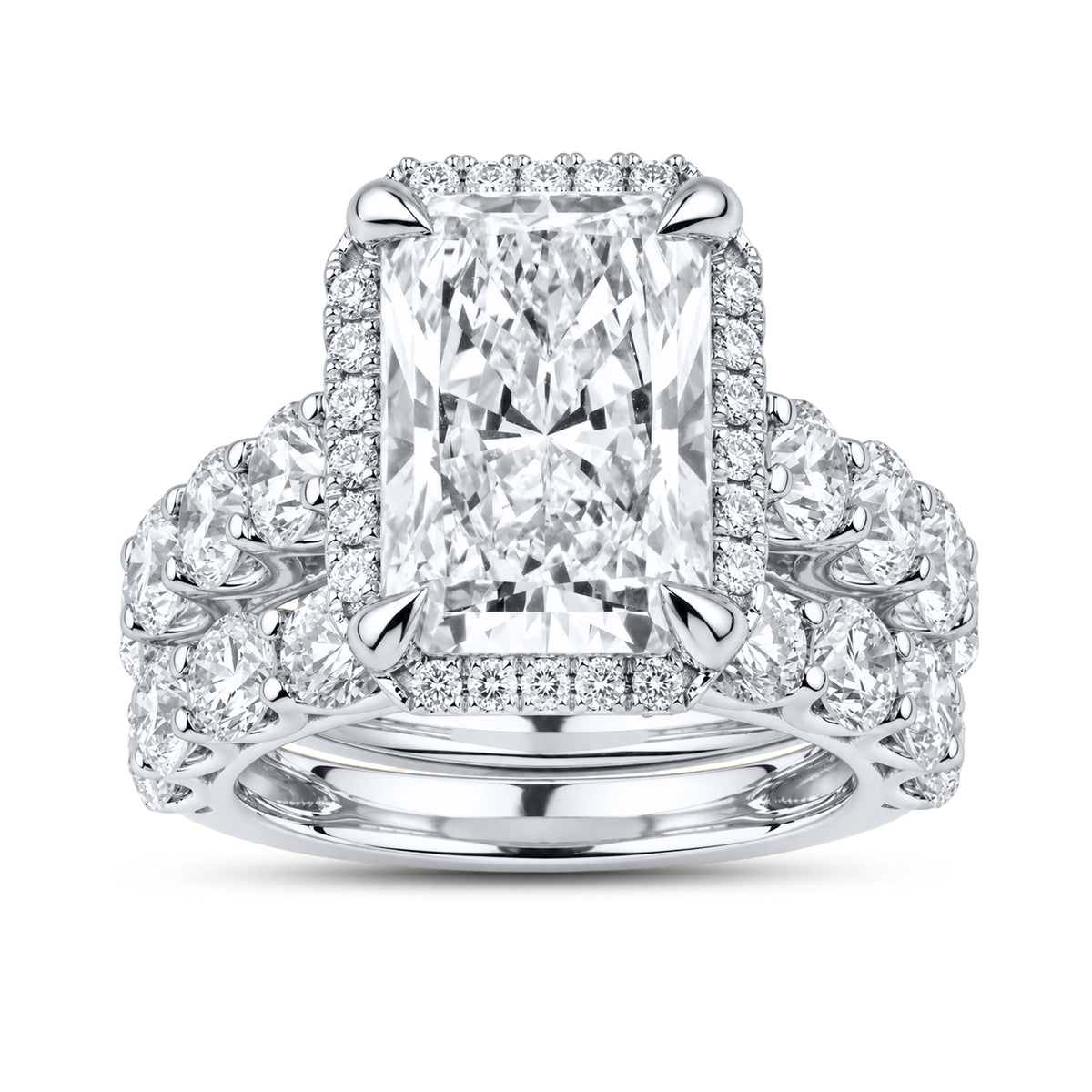 14kt White Gold 10.05 CTW   Radiant cut Lab Diamond Bridal Ring Set