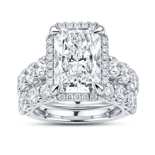 14kt White Gold 10.05 CTW   Radiant cut Lab Diamond Bridal Ring Set