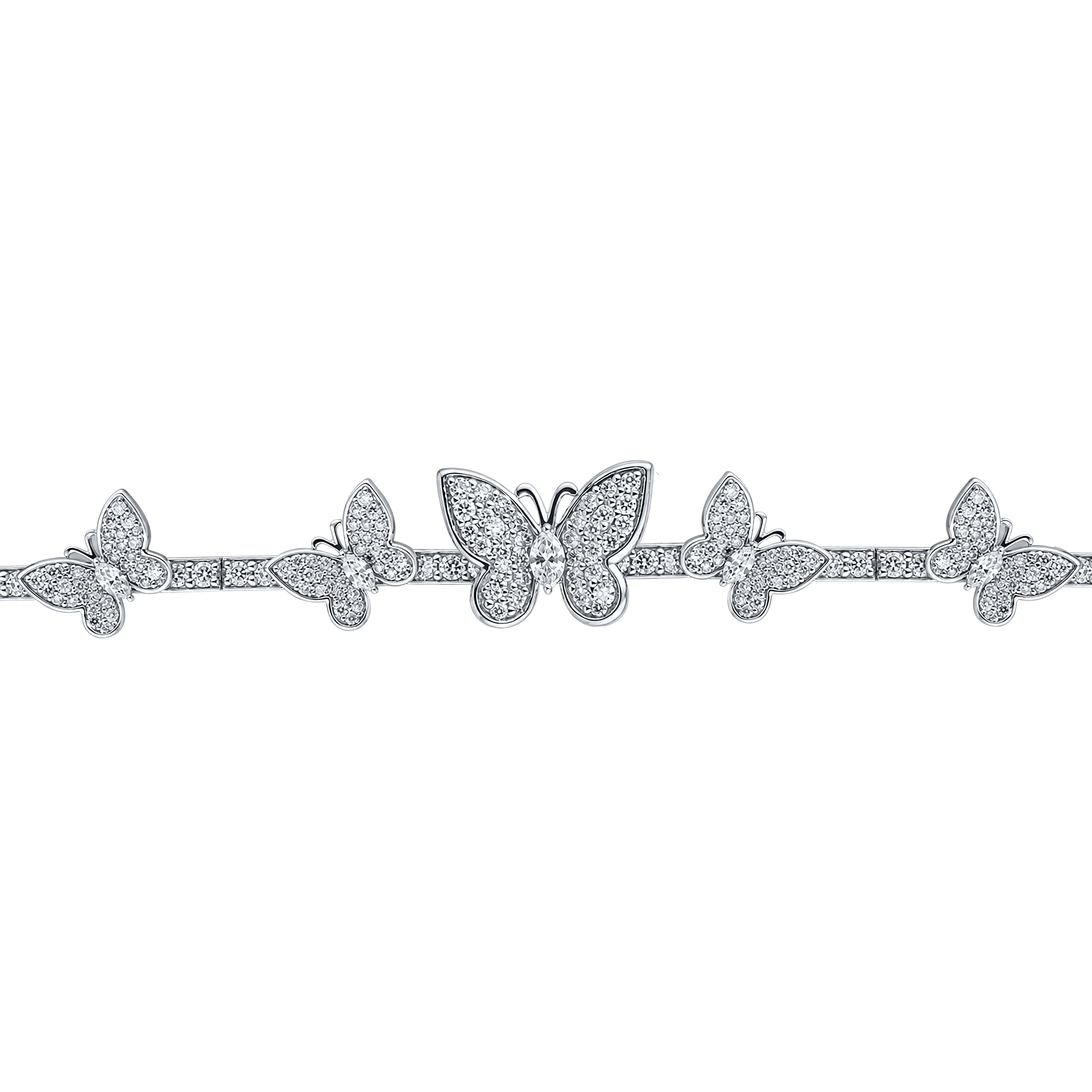 925 lab diamond 3.39 ctw butterfly bracelet