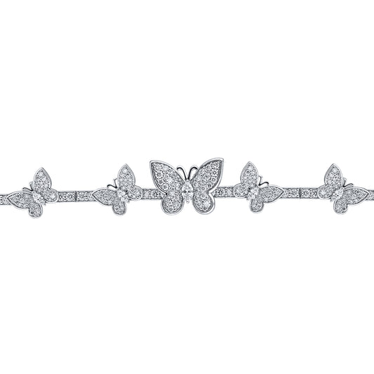 925 lab diamond 3.39 ctw butterfly bracelet