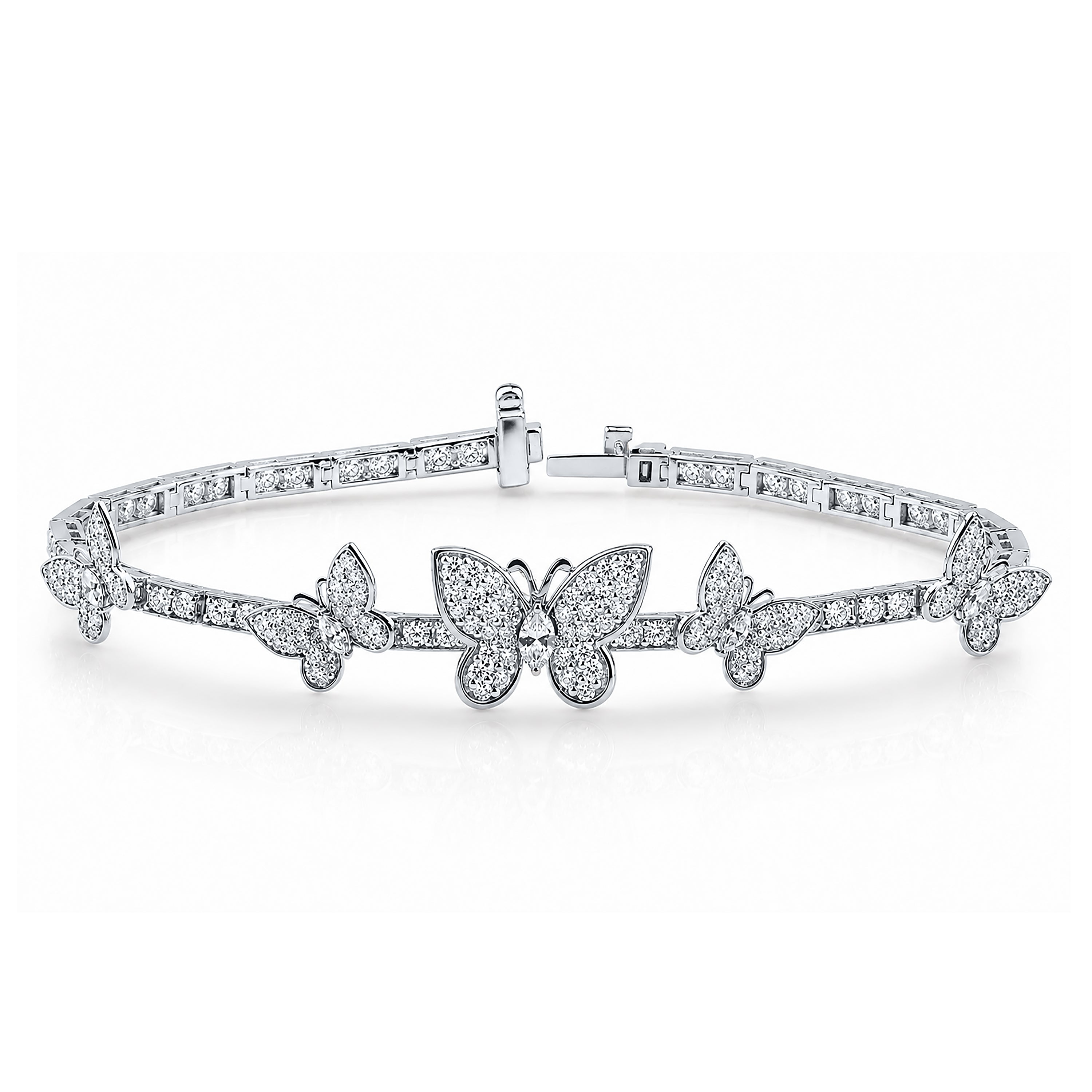 925 lab diamond 3.39 ctw butterfly bracelet