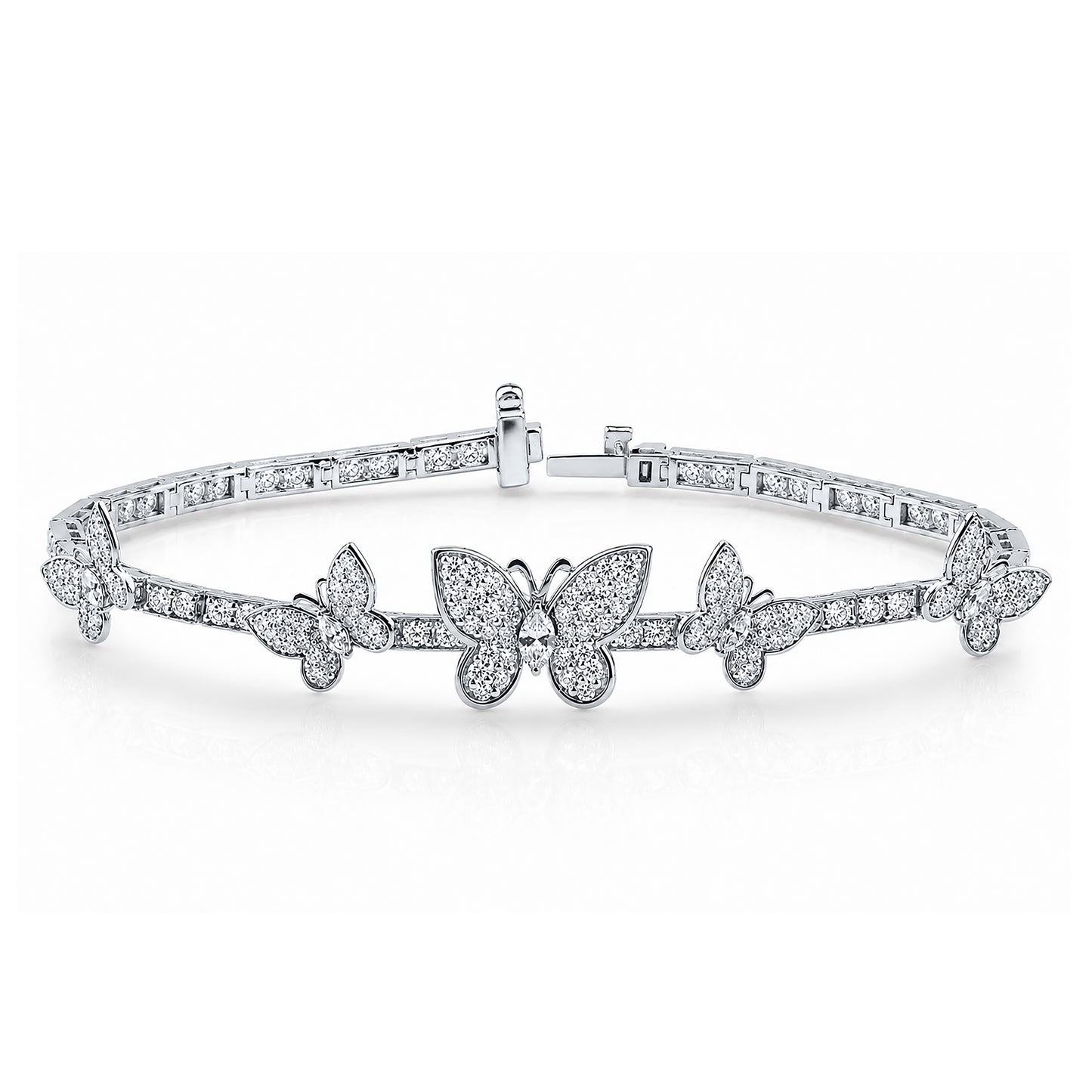 925 lab diamond 3.39 ctw butterfly bracelet