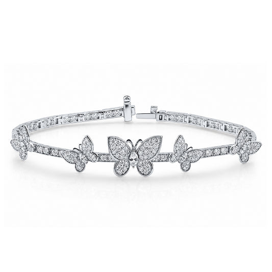 925 lab diamond 3.39 ctw butterfly bracelet