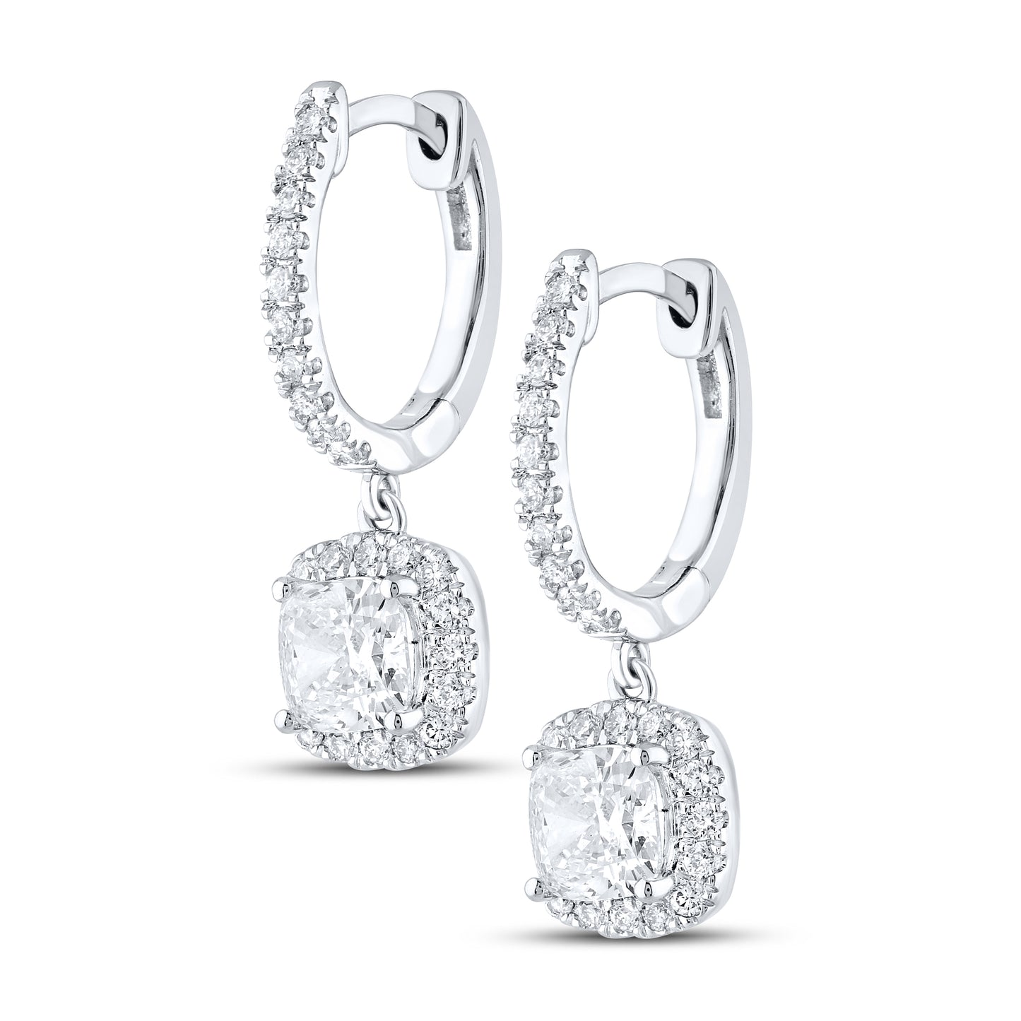 14k White Gold 1.62 CTW Lab Diamond Hoop Dangling Earring