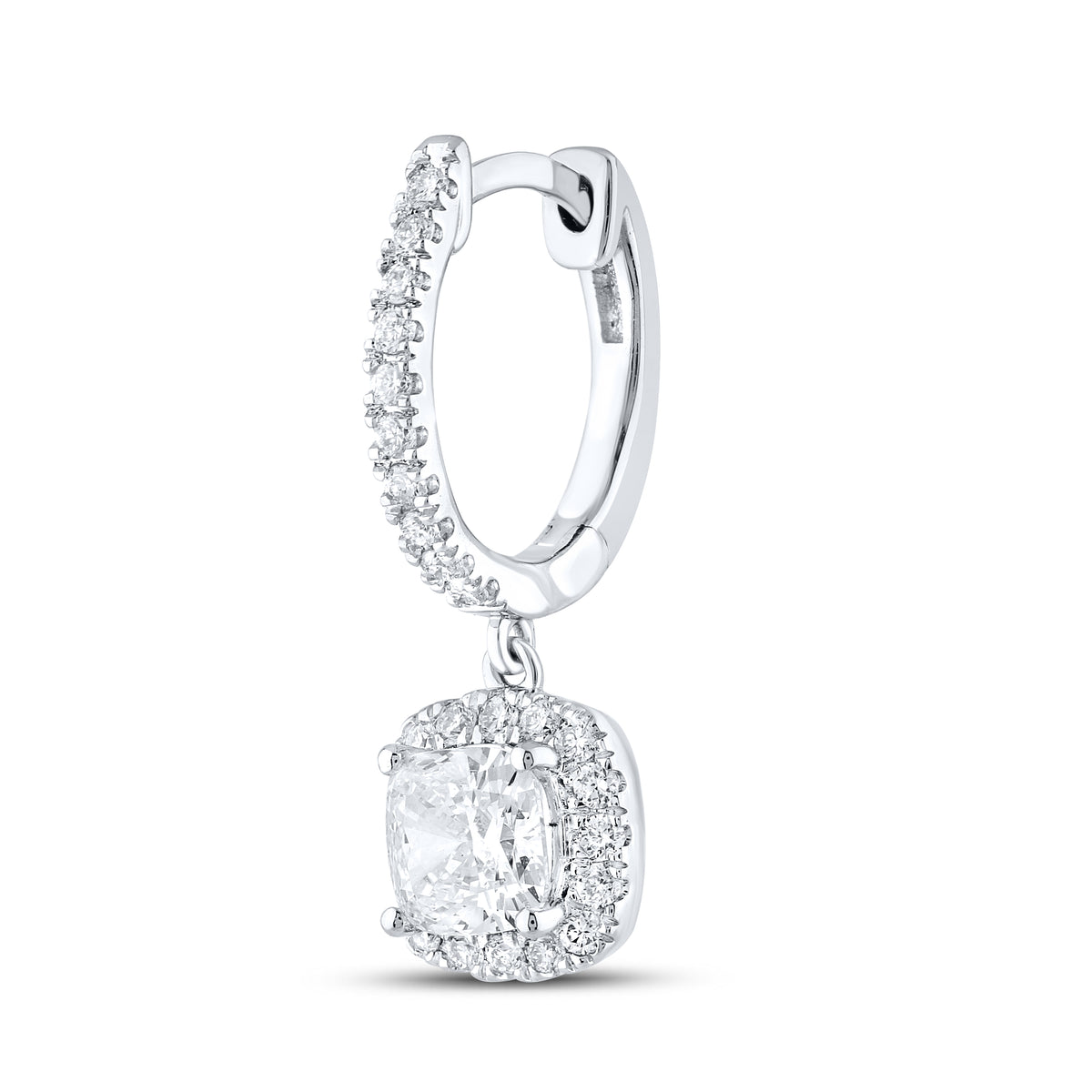 14k White Gold 1.62 CTW Lab Diamond Hoop Dangling Earring