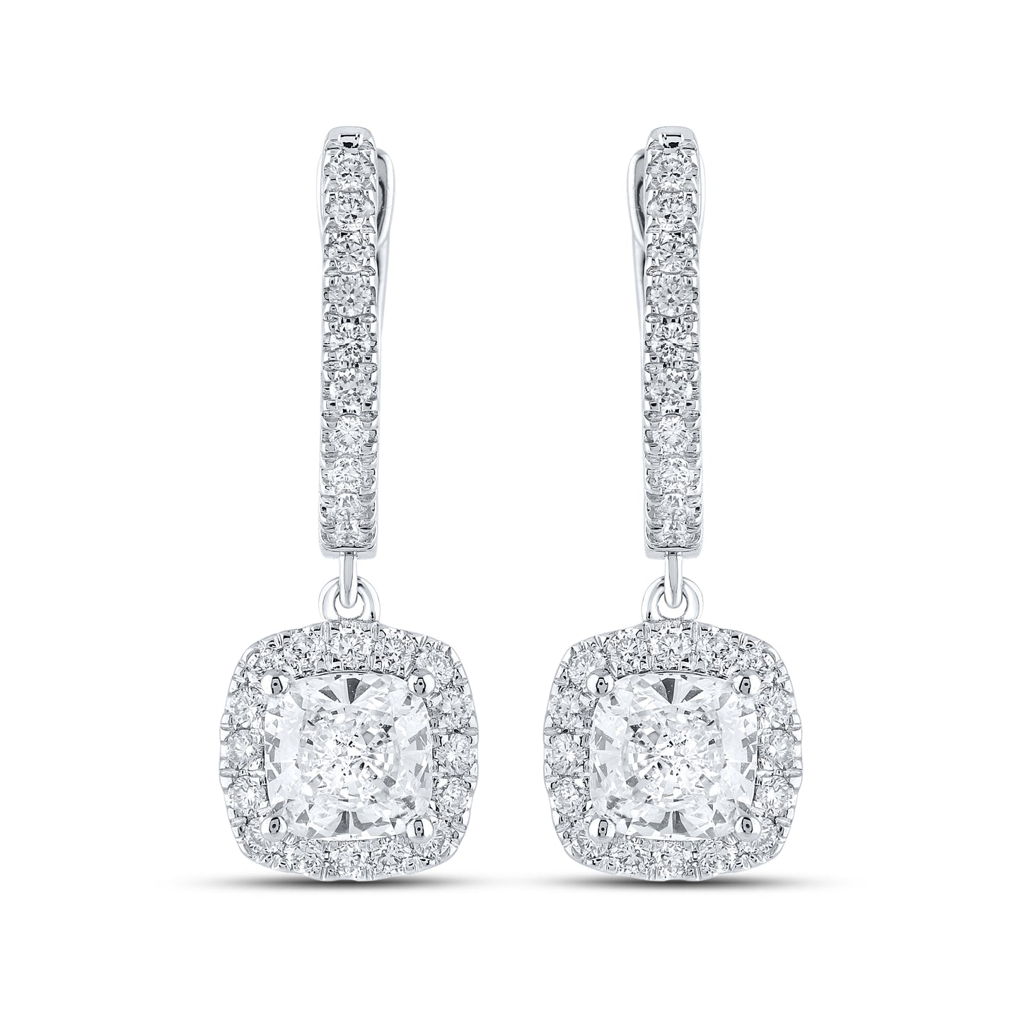 14k White Gold 1.62 CTW Lab Diamond Hoop Dangling Earring