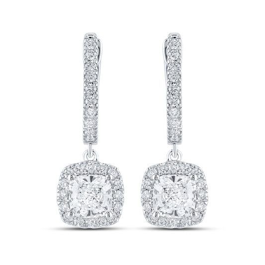 14k White Gold 1.62 CTW Lab Diamond Hoop Dangling Earring